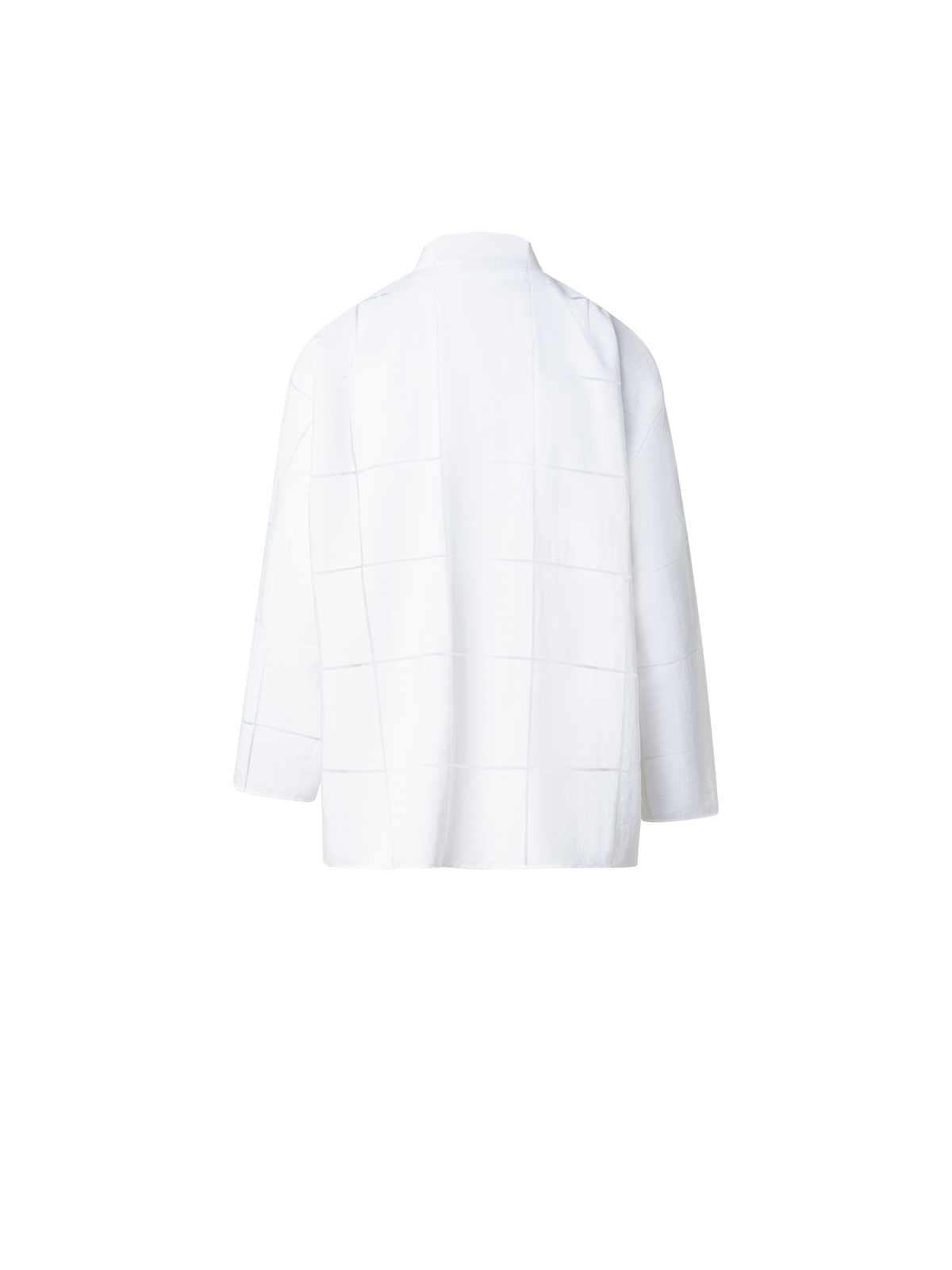 Designer Kimono Blouse with Window Plaid - ecru - white