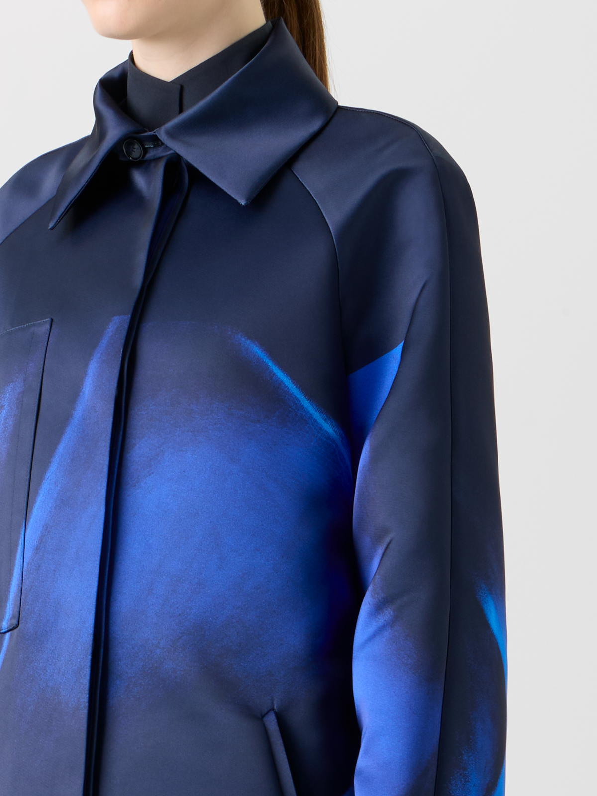 Designer Oversized Coat in Alyson's Cyanotype Print - blue - multicolor #editorial