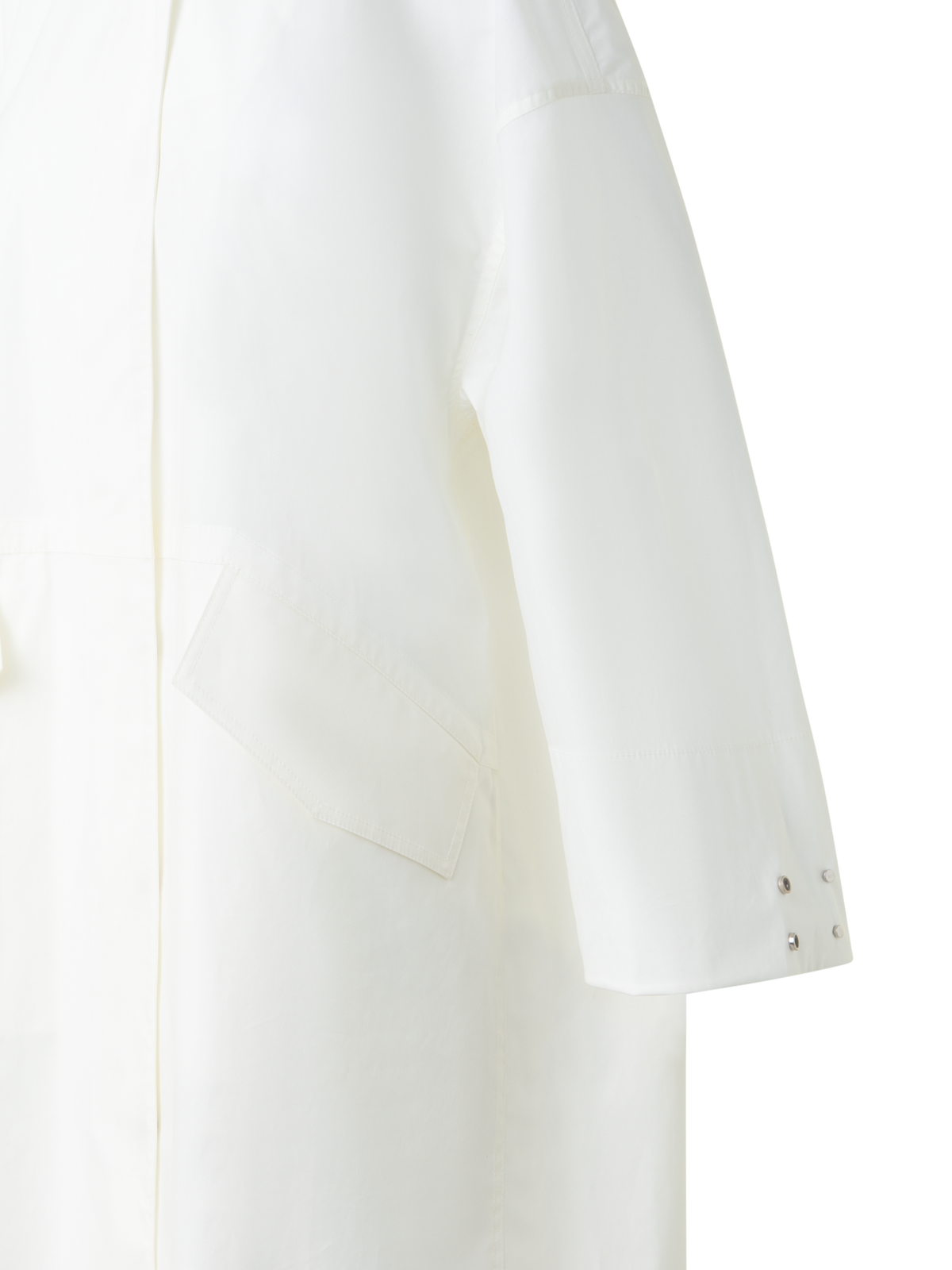 Designer Water Repellent Parka in Cotton Blend with Hood - neutral - ecru - white