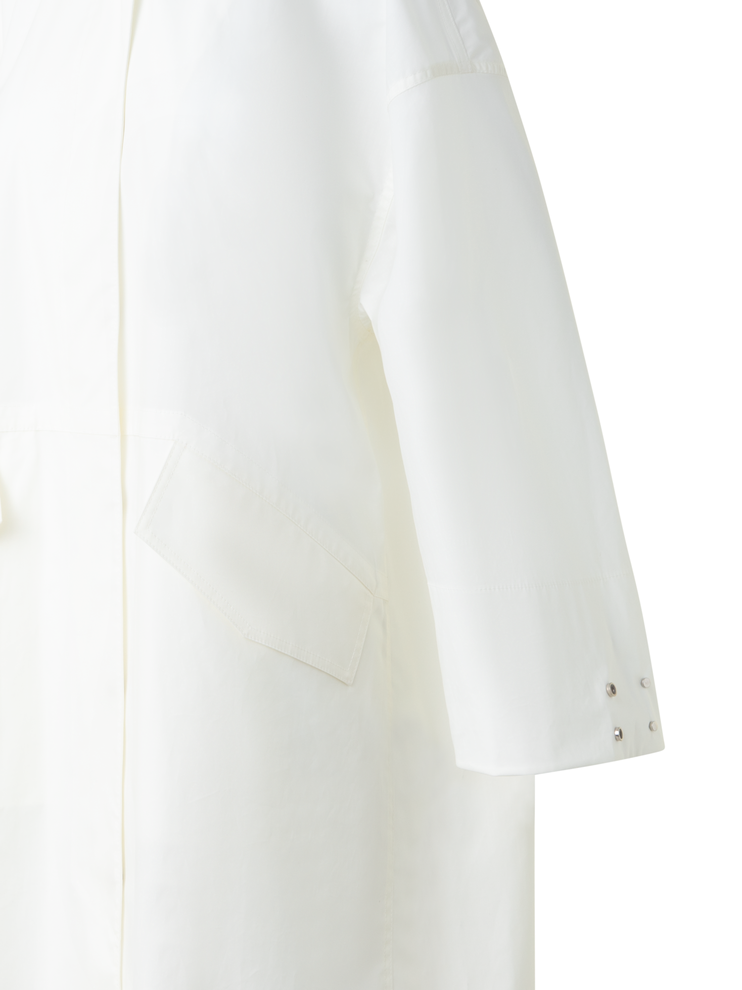 Designer Water Repellent Parka in Cotton Blend with Hood - neutral - ecru - white