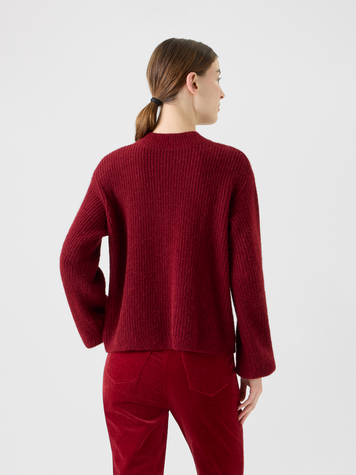 Designer Balloon Sleeve Alpaca Wool Knit Sweater - red #editorial