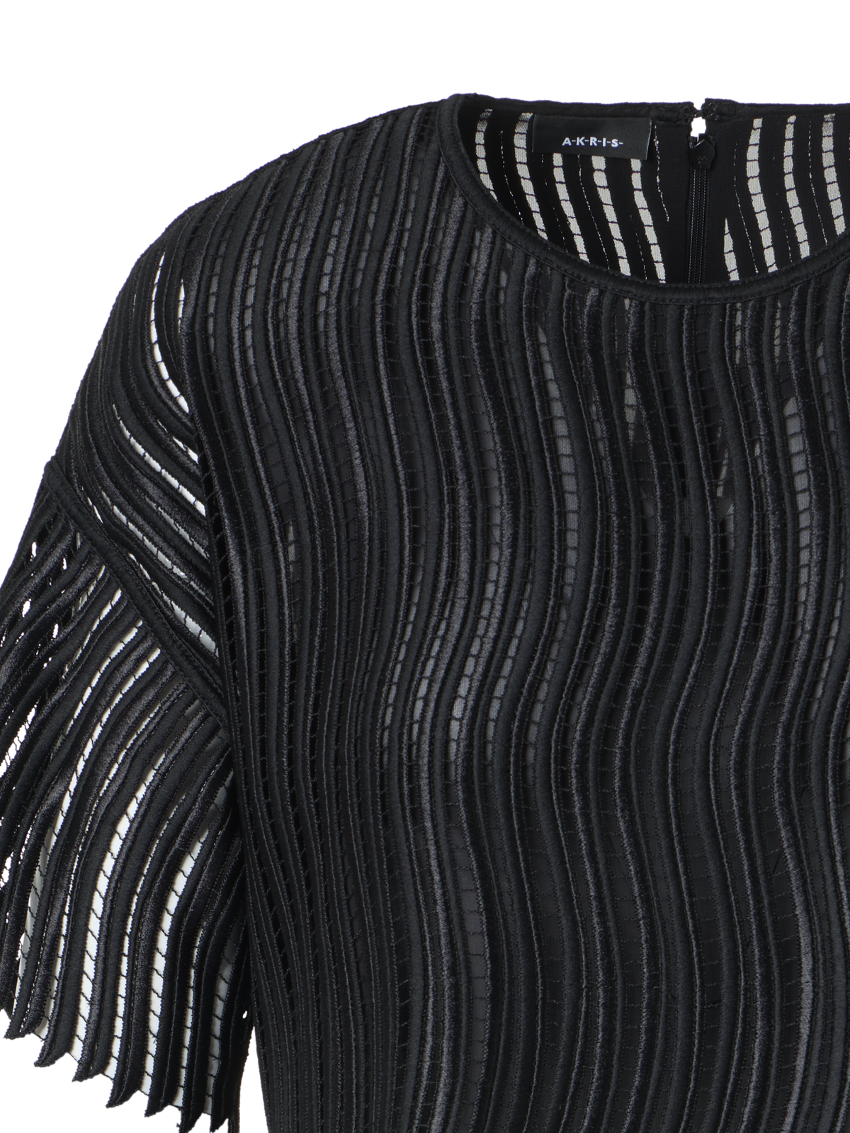 Designer Boxy Blouse in Wave Guipure - black