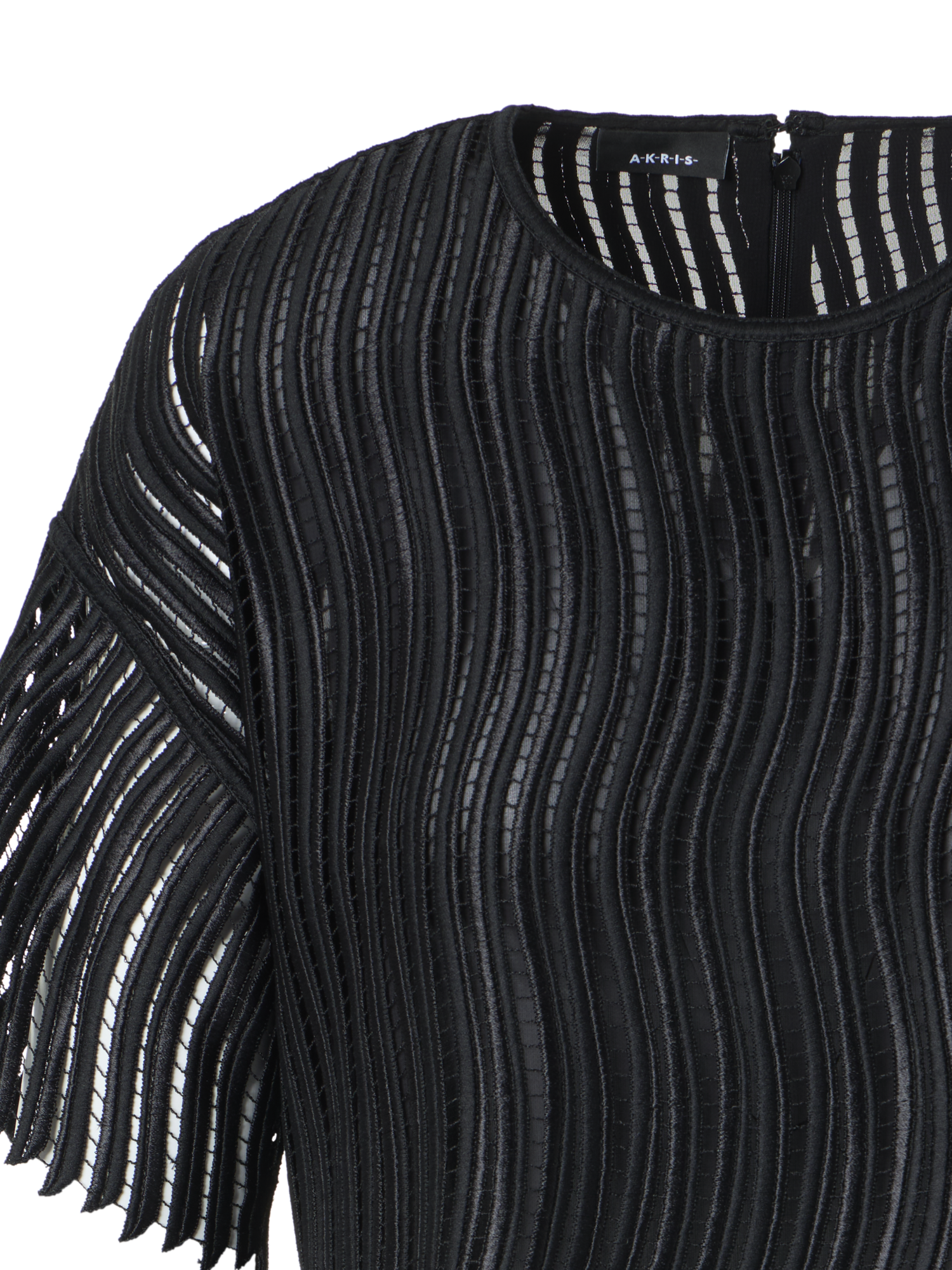 Designer Boxy Blouse in Wave Guipure - black