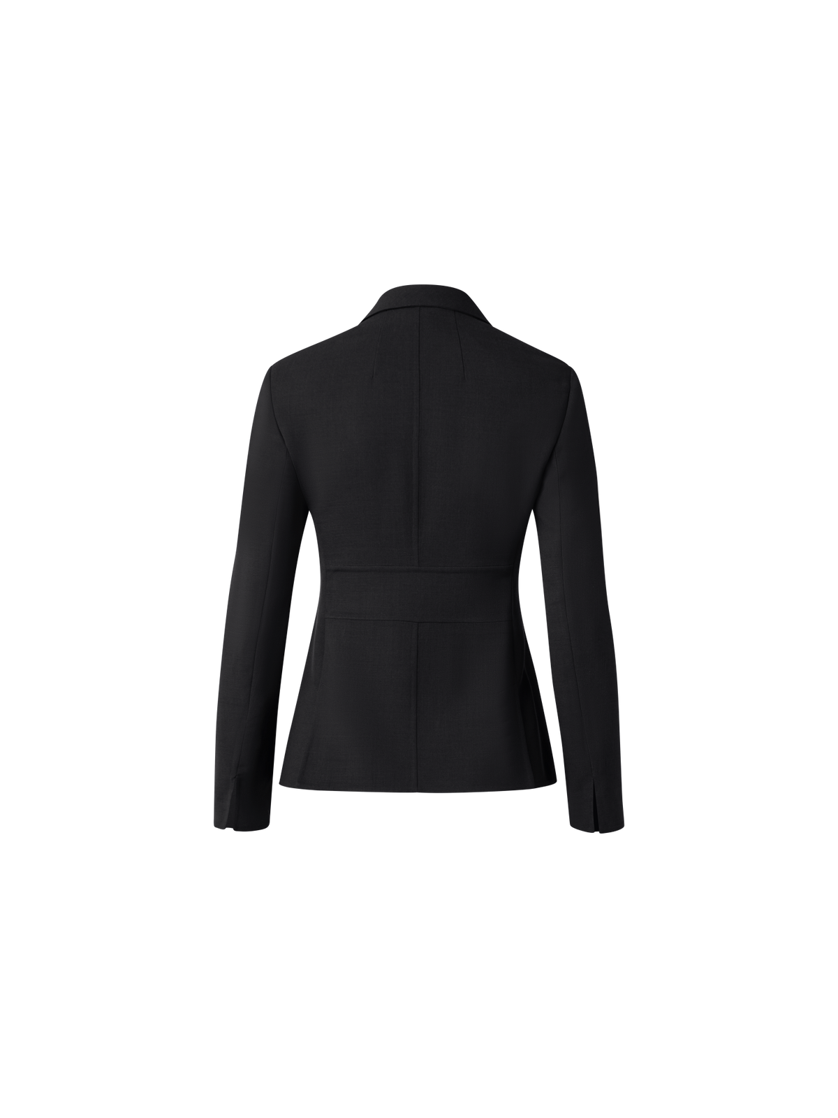 Designer Wool Double-Face Blazer with Leather Collar - black