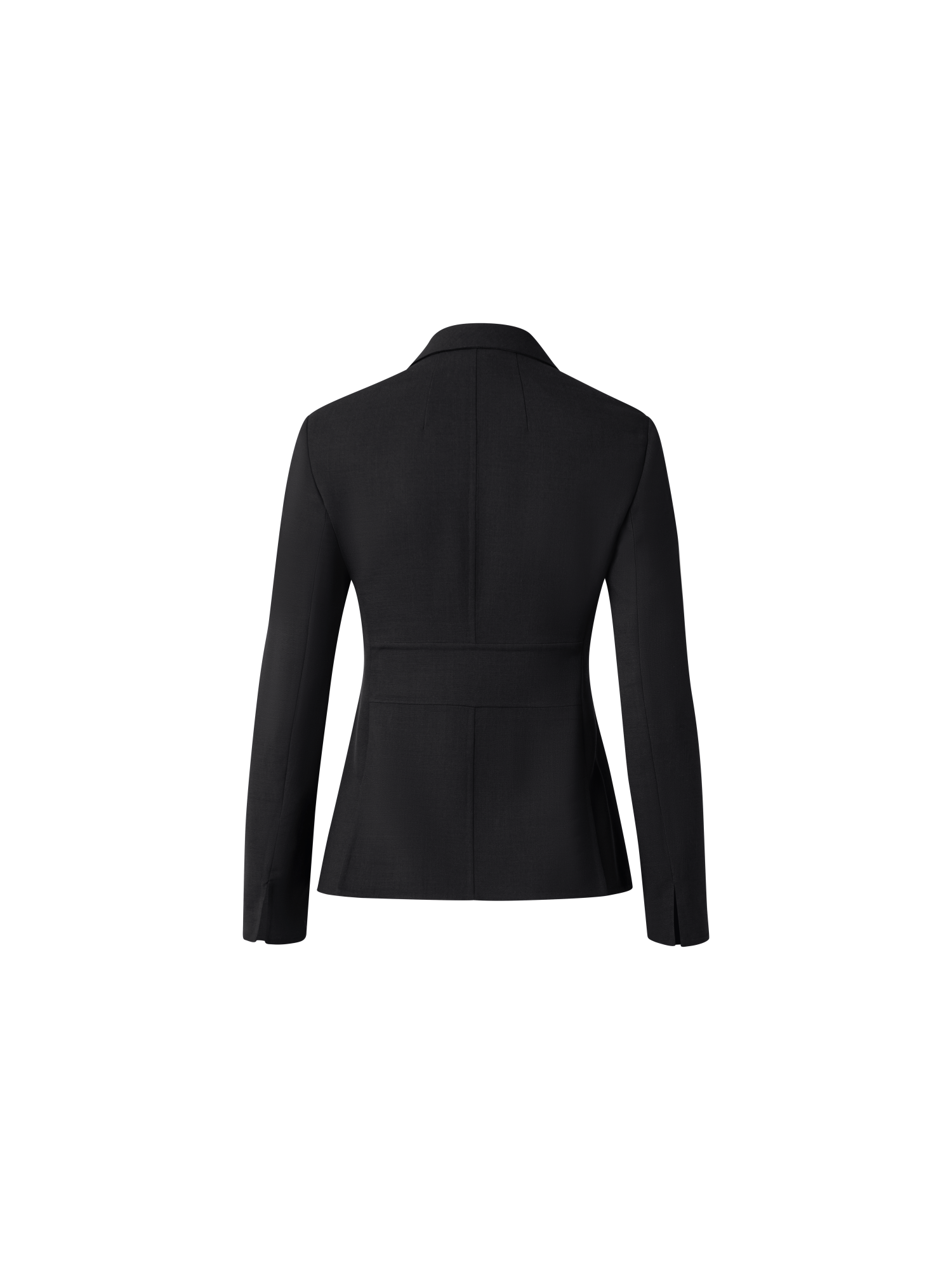 Designer Wool Double-Face Blazer with Leather Collar - black