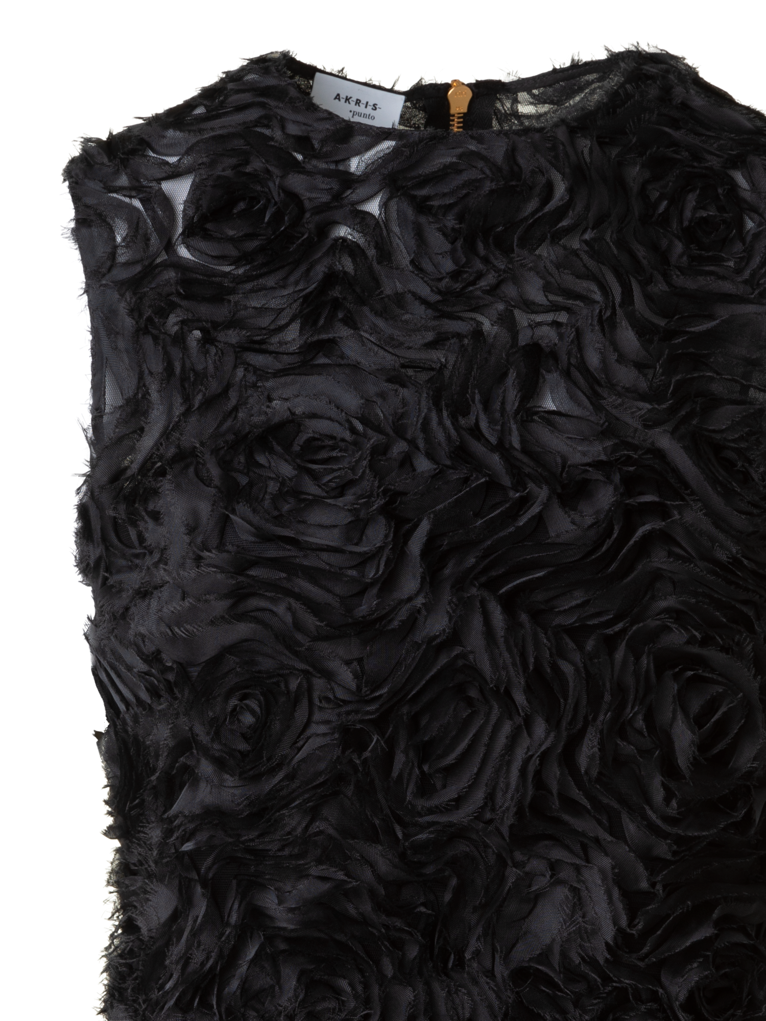 Designer Sleeveless Blouse with 3D Carnation Embroidery - black