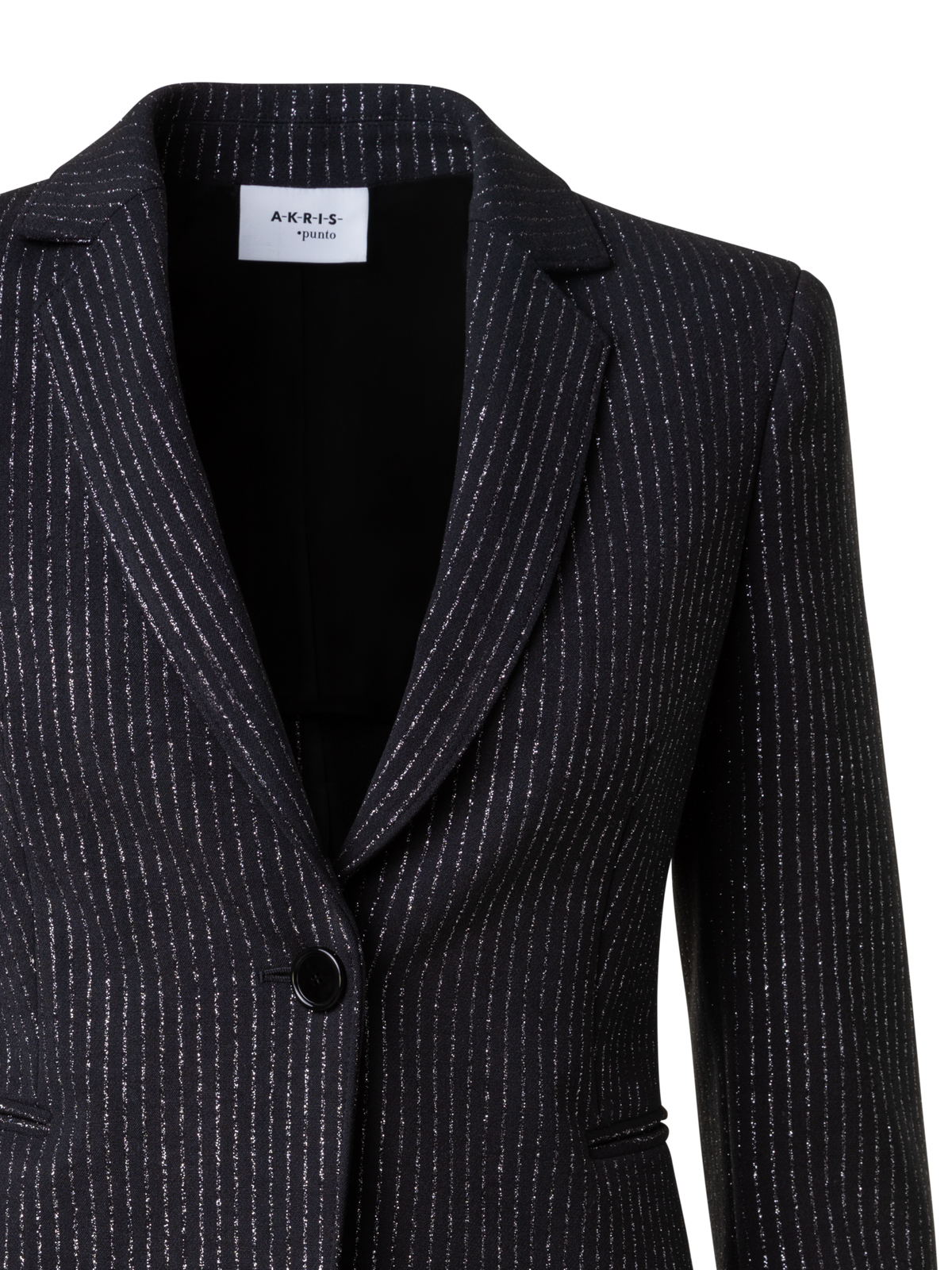 Designer Pebble Crêpe Jacket with Metallic Pin Stripes - black