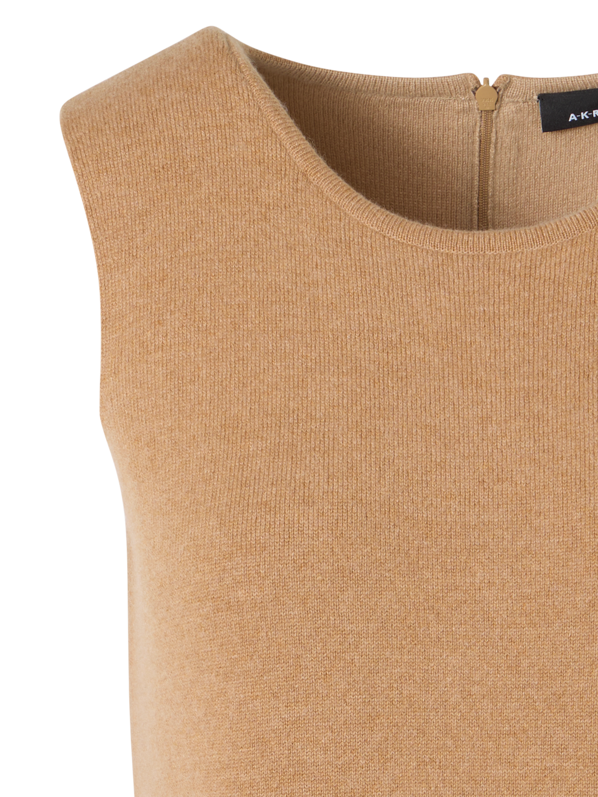 Designer Sleeveless Cashmere Double-Face Knit Dress - brown