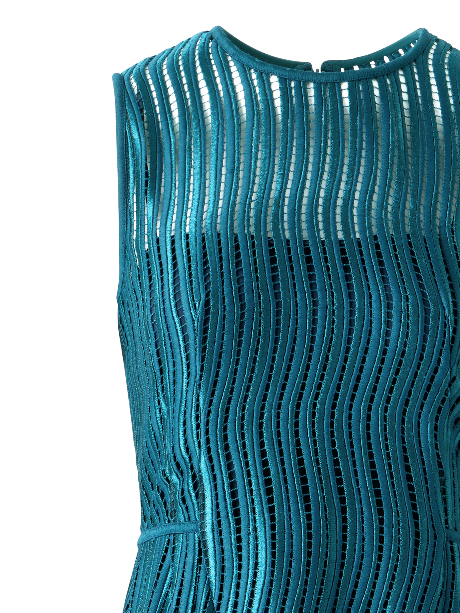 Designer Sheath Dress in Wave Guipure - green