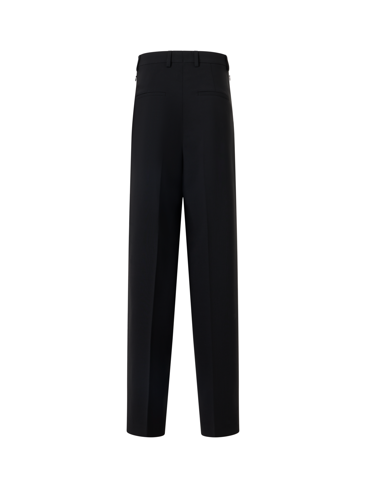 Designer Forest Wide-Straight-Leg Pants in Wool Double-Face - black