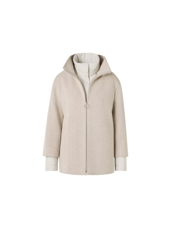 Designer Two-in-One Coat with Dot Quilt Layer - beige