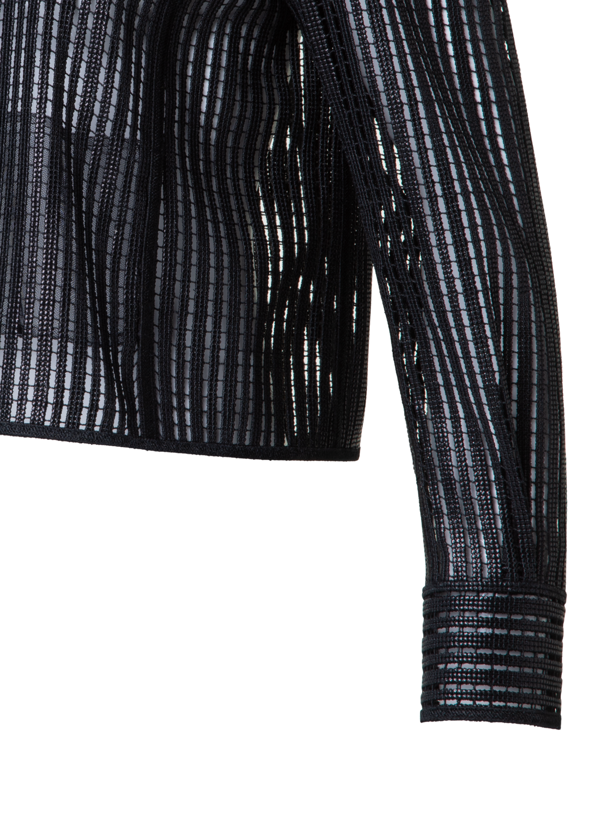 Designer Shirt Jacket with Stripes Embroidery - black