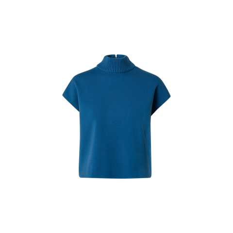 Short Sleeves Merino Sweater with Mock Neck