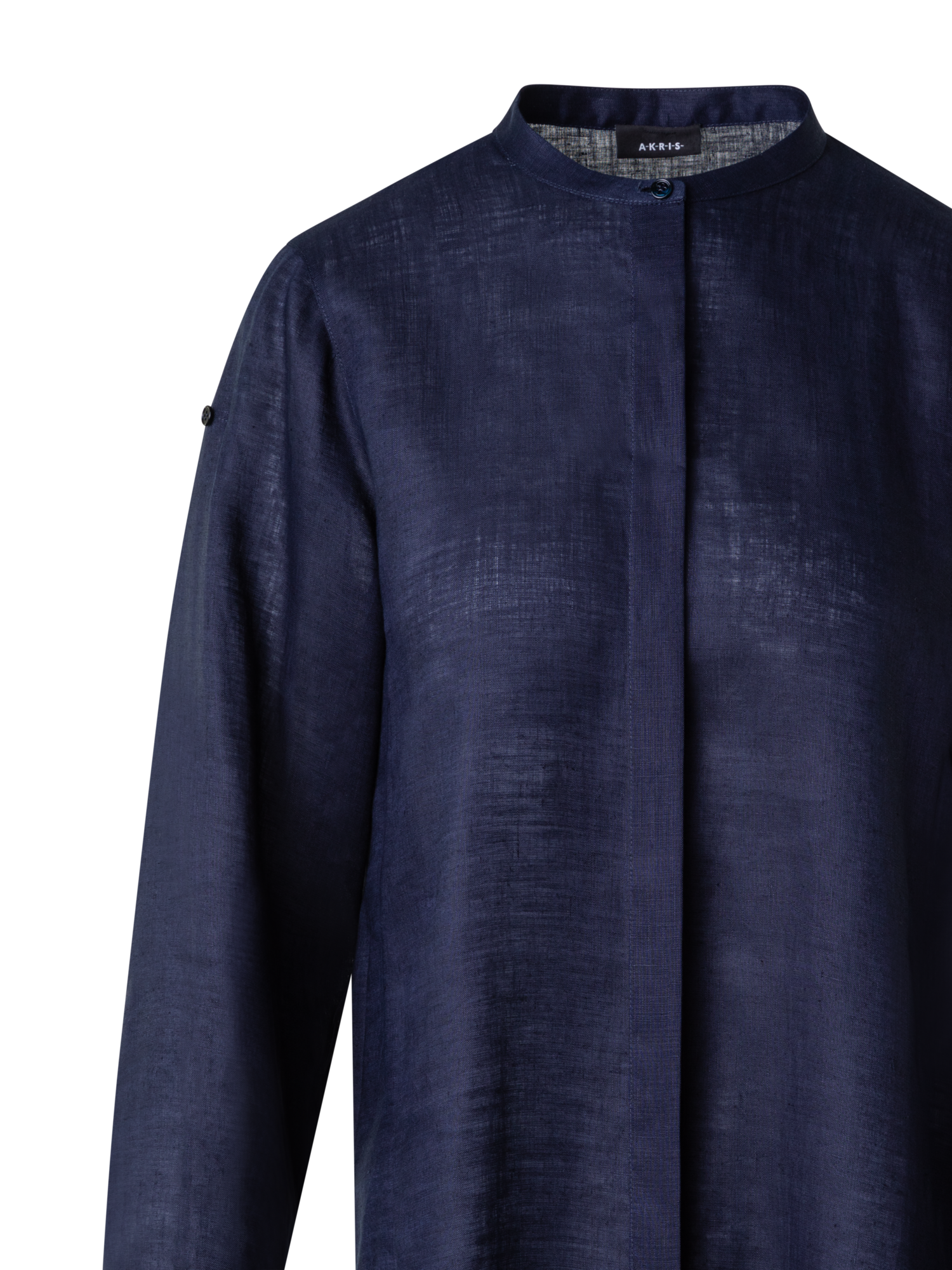Designer Oversized Linen Tunic Blouse - navy - blue