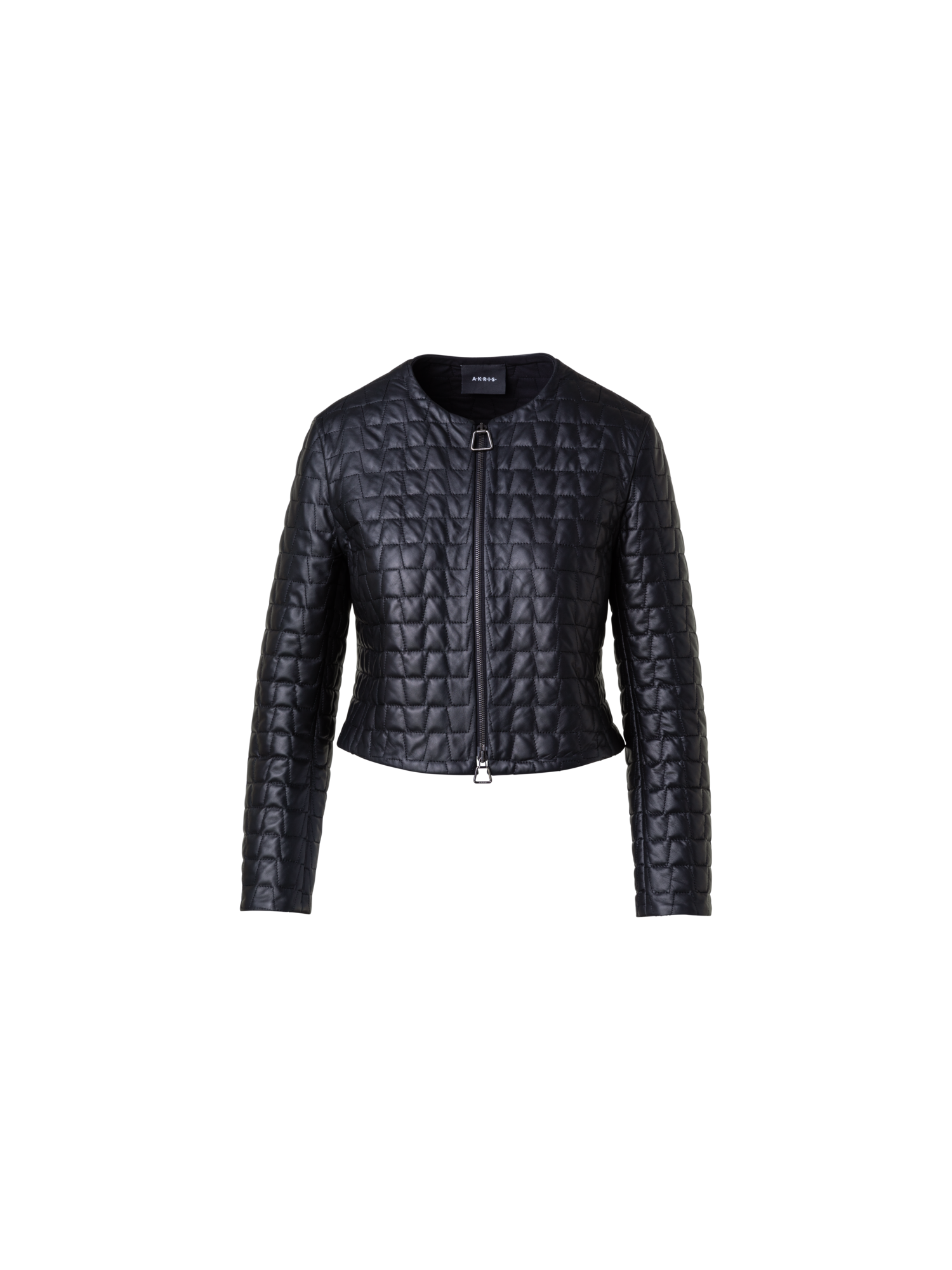 Designer Short Quilted Leather Jacket - black