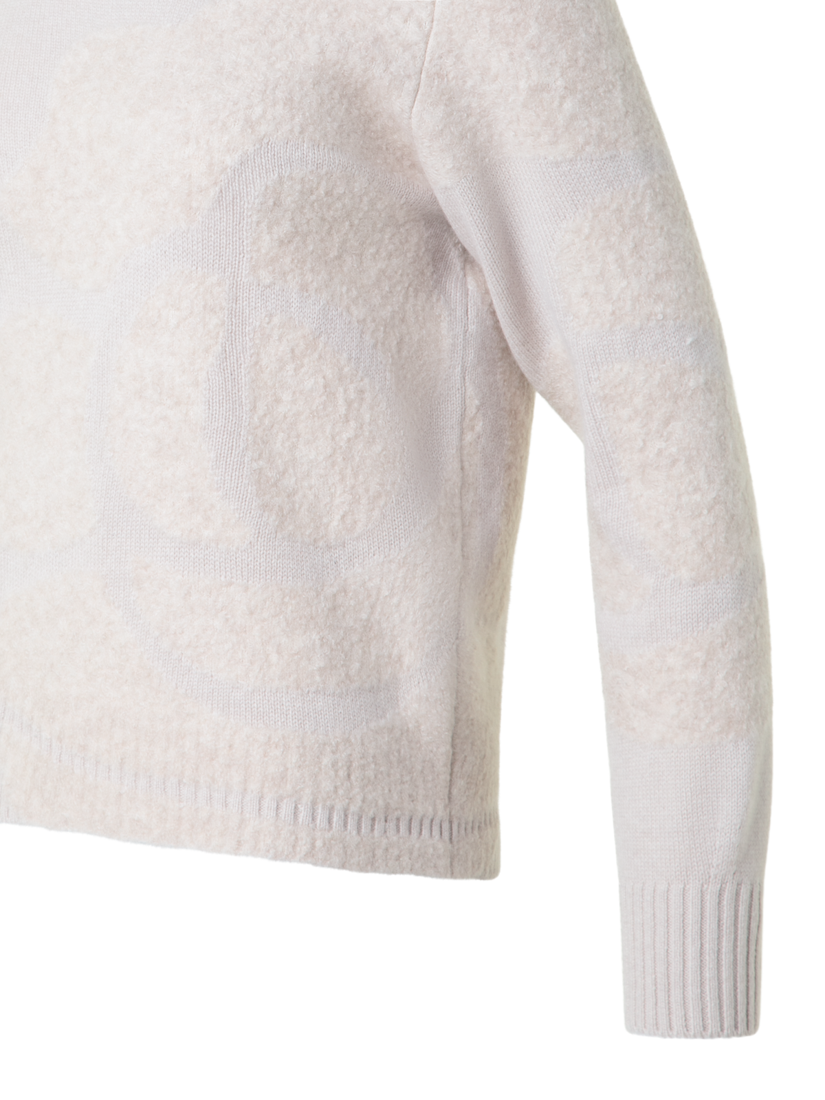 Designer Cashmere Sweater with 3D Anemone Intarsia - neutral - grey - beige