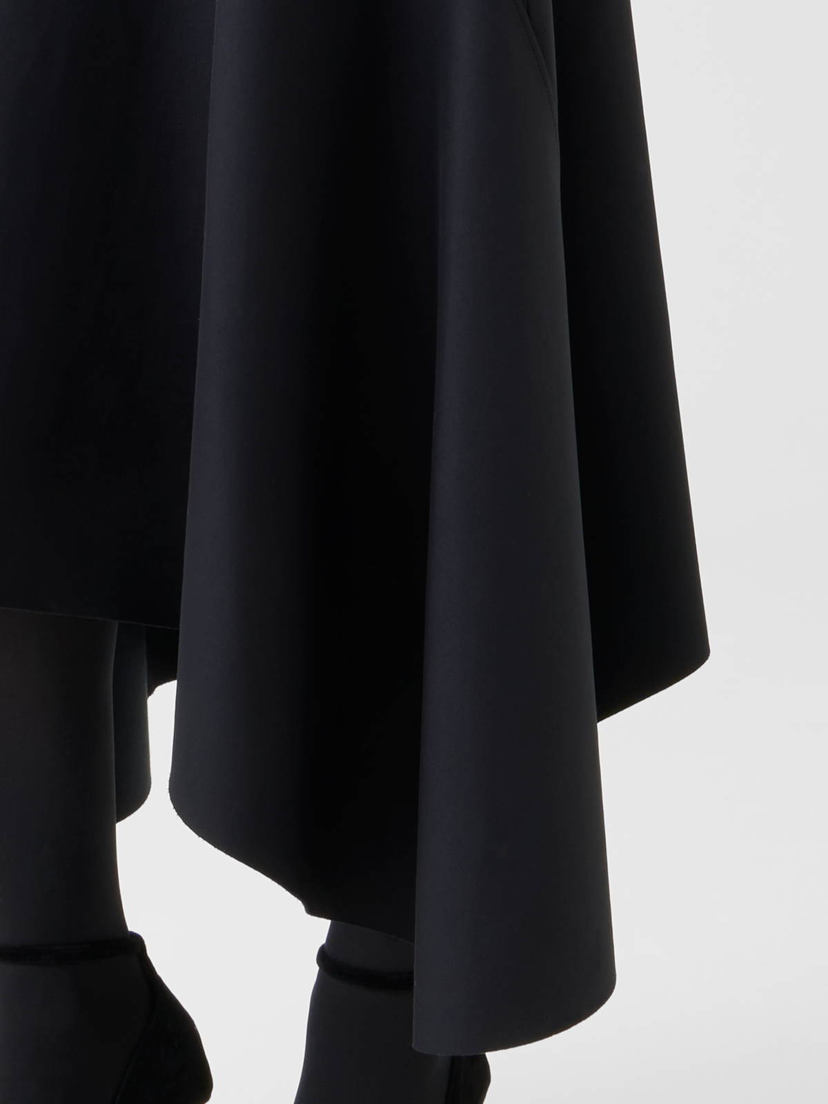 Designer Asymmetrical A-Line Neoprene Handkerchief Skirt - black - neutral #editorial