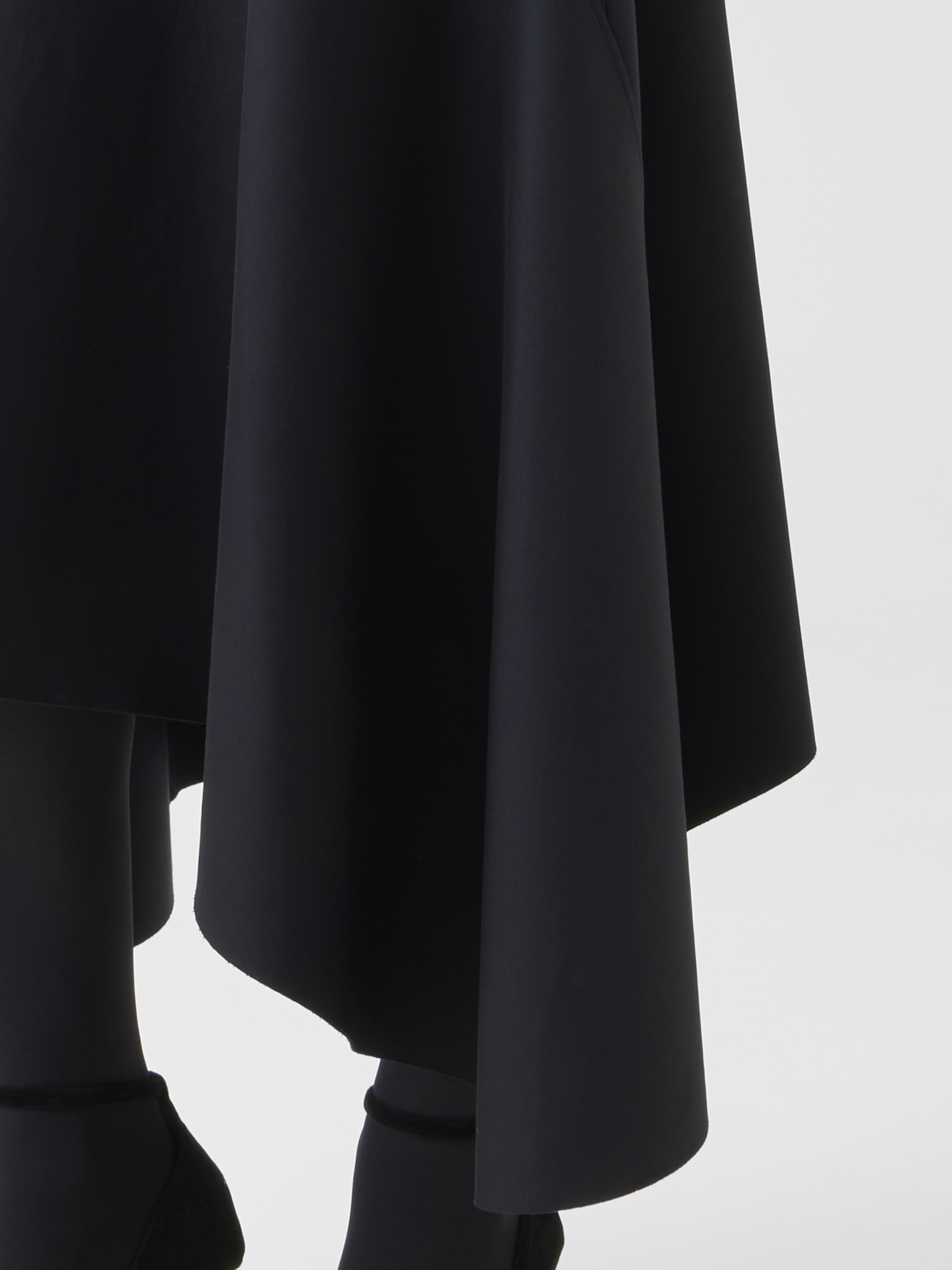 Designer Asymmetrical A-Line Neoprene Handkerchief Skirt - black - neutral 