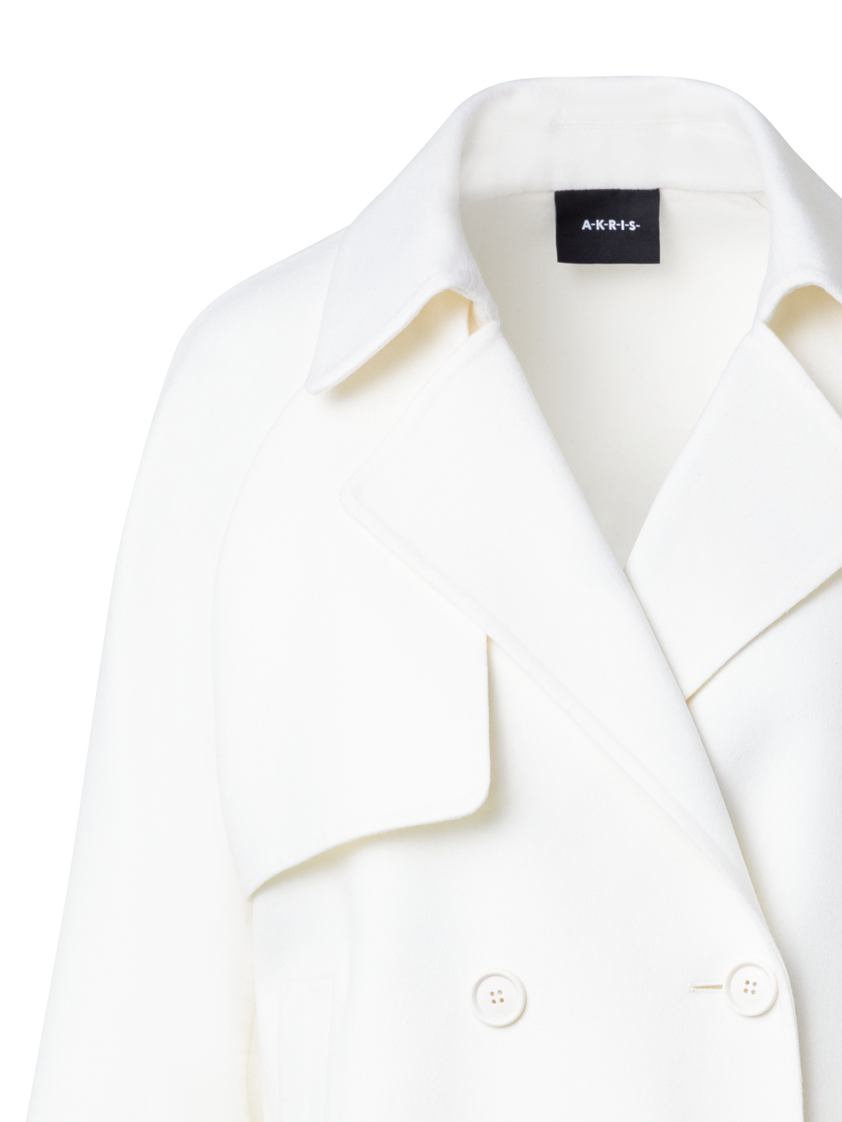 Designer Trench Jacket in Wool Double-Face - ecru - white