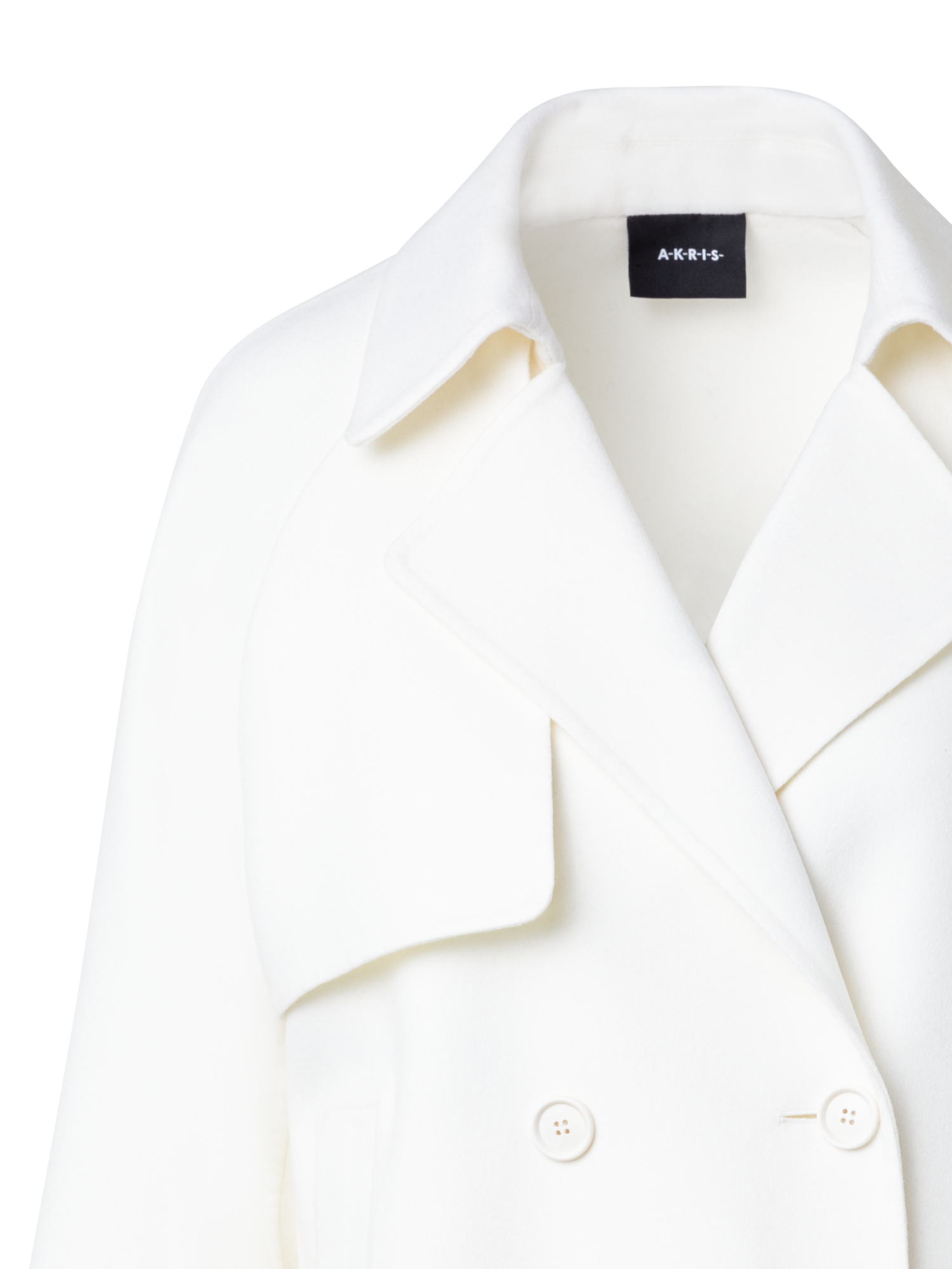 Designer Trench Jacket in Wool Double-Face - ecru - white