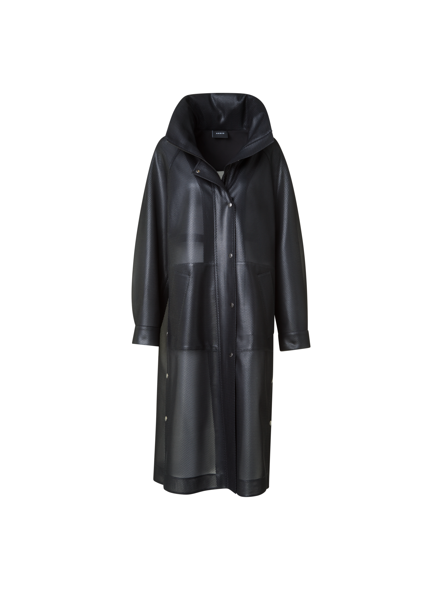 Designer Long Water Repellent Coat with Hood - black - neutral