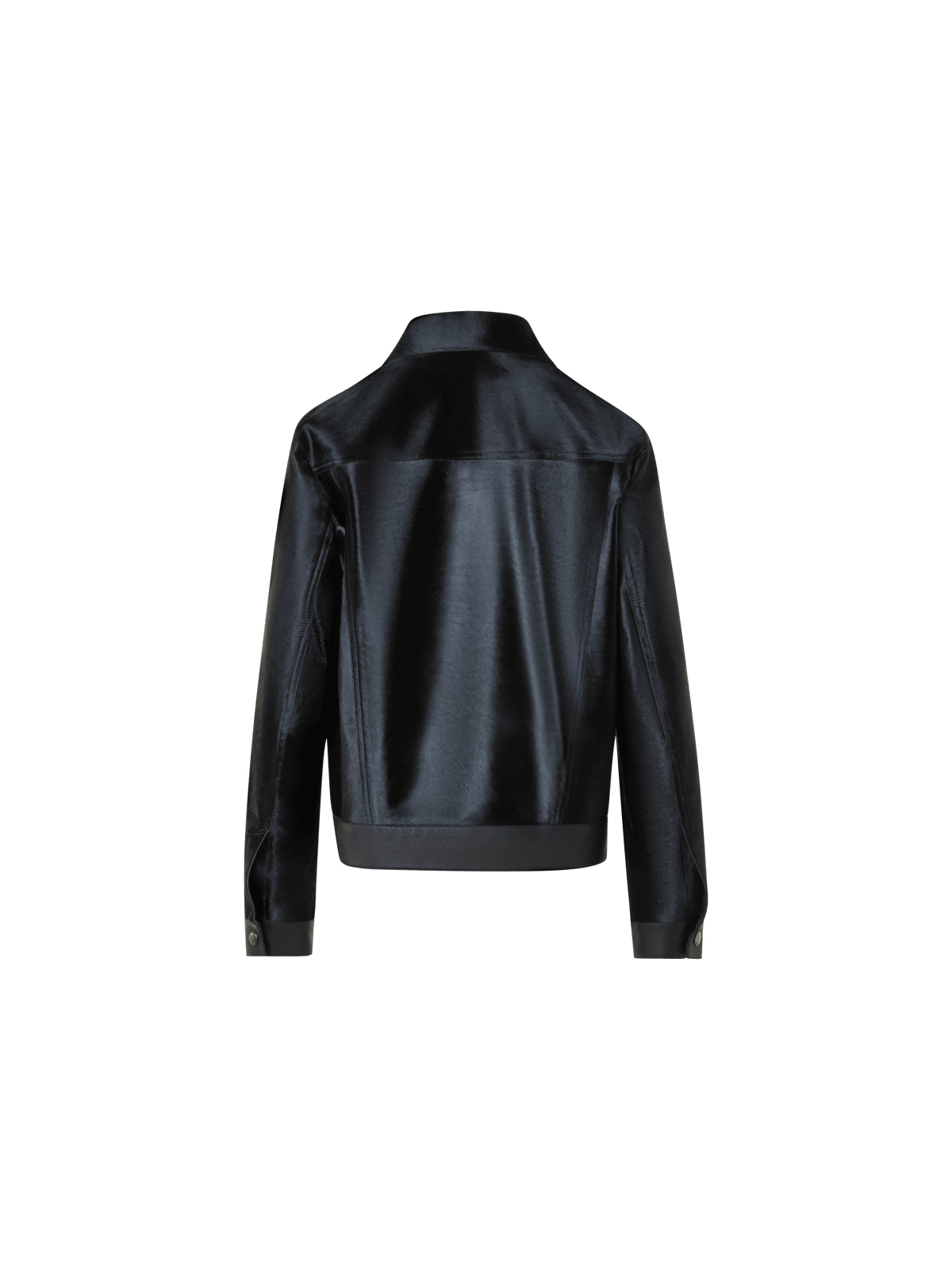 Designer Short Shearling Jacket with Leather Trim - black - neutral
