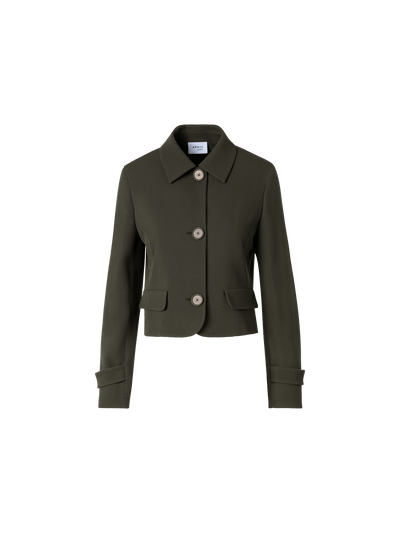 Designer Long-Sleeve Glen-Check Heavy Wool Twill Jacket - green