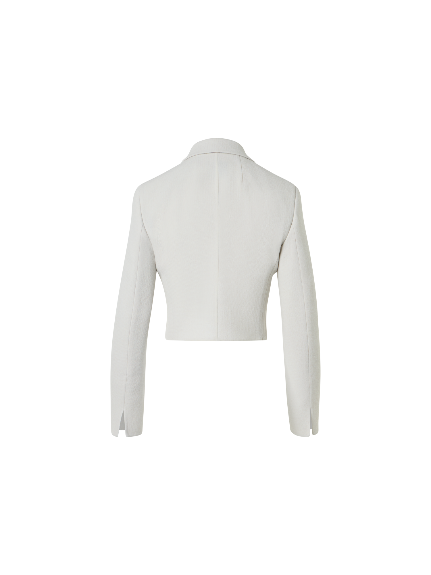 Designer Cropped Wool Crêpe Double-Face Jacket - grey