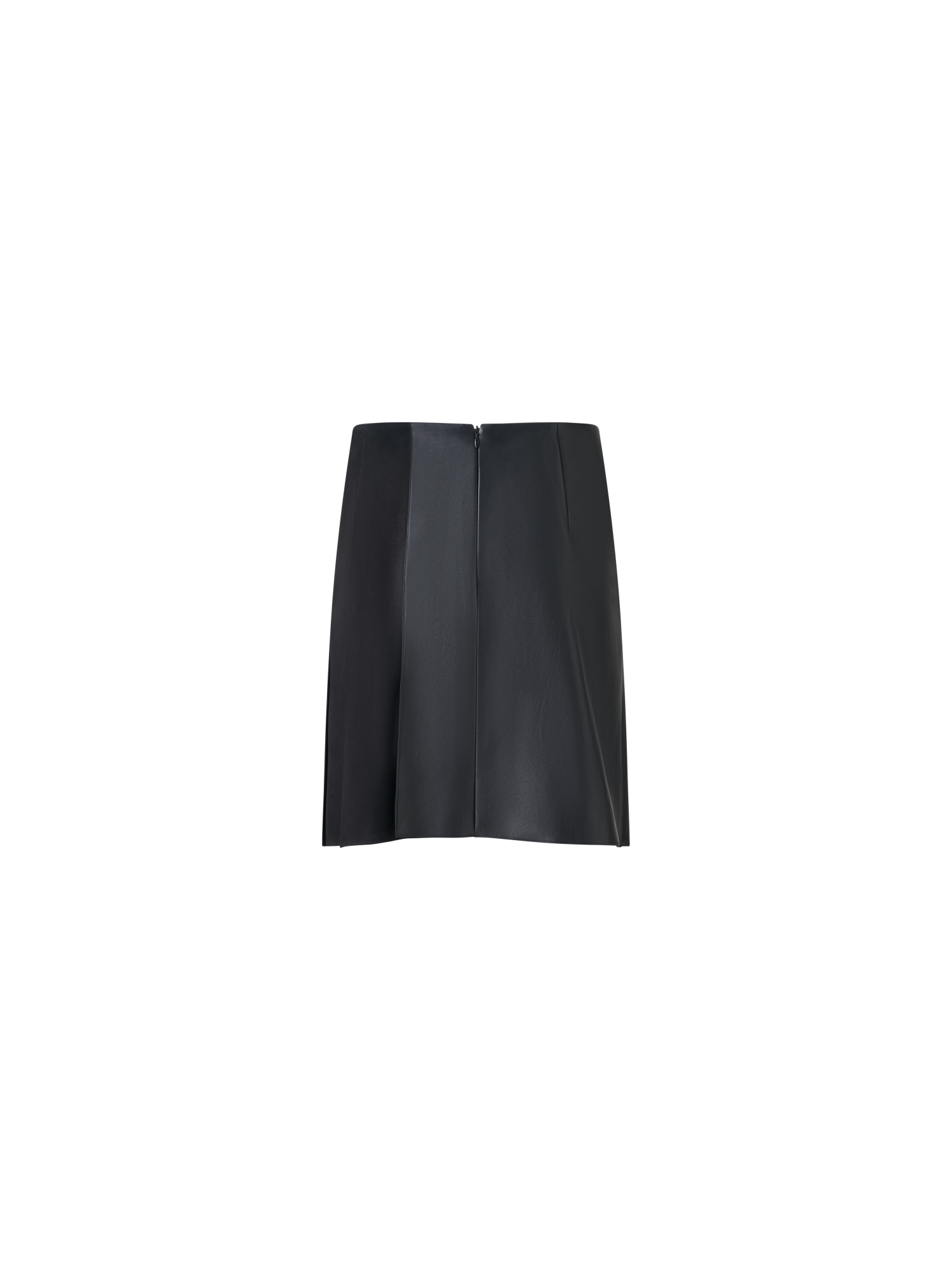 Designer Half-Pleated Leather and Suede Mini Skirt - black - neutral