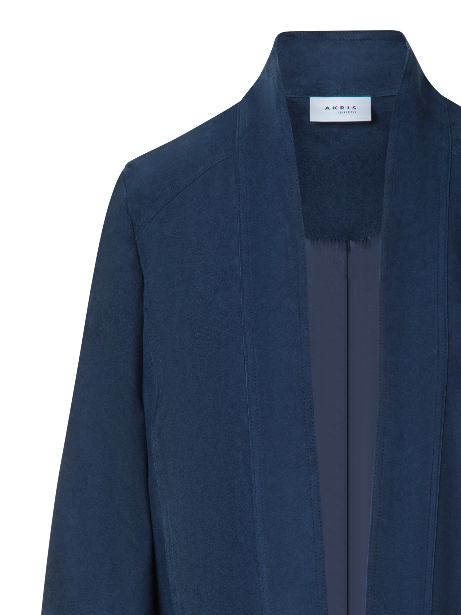 Designer Goat Suede V-Neck Short Jacket - neutral - navy - blue