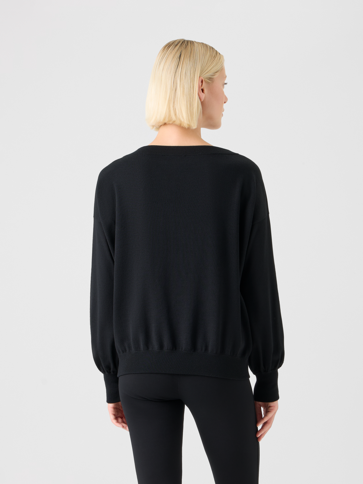 Designer Off-Shoulder Merino Wool Sweater - black #editorial