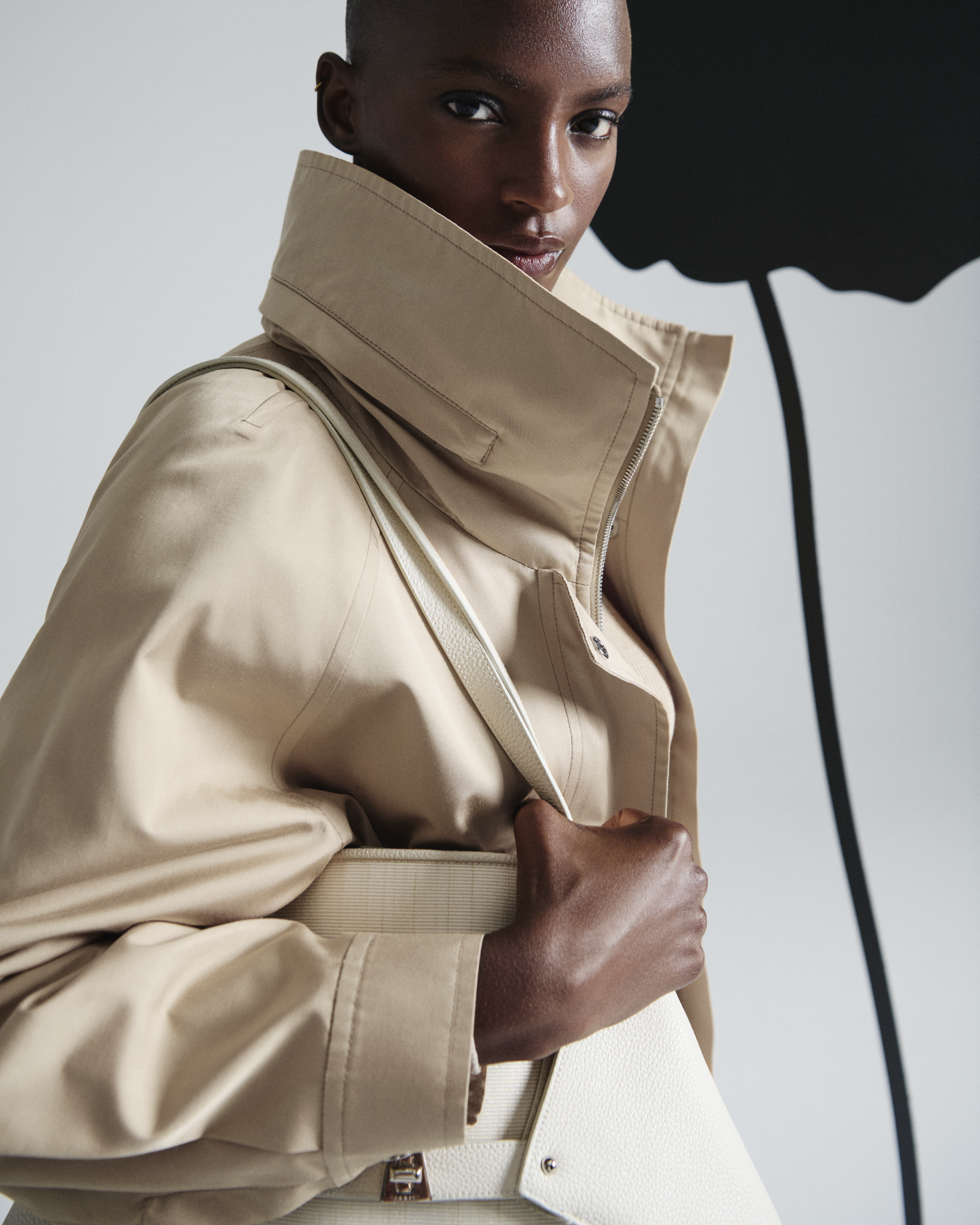 Designer Oversized Water-Resistant Silk Parka - neutral - pastel - beige 