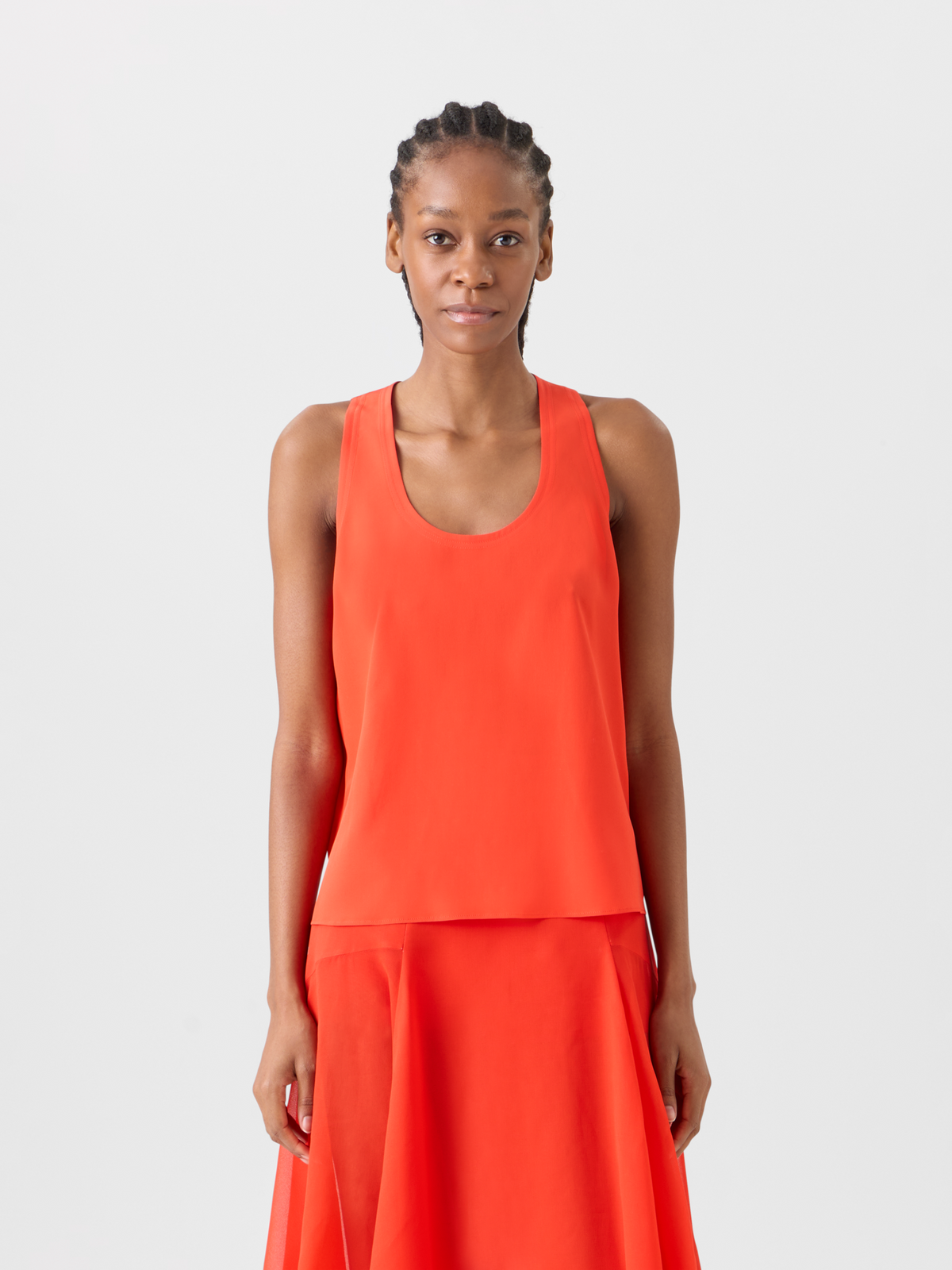 Designer Silk Georgette Tank Top - red #editorial