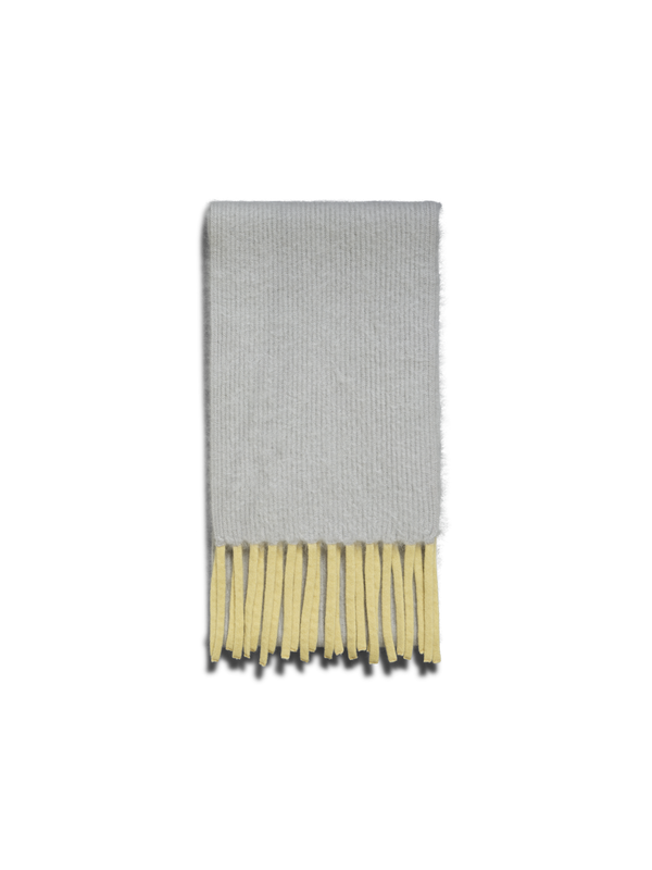 Designer Bi-Color Cloud Cashmere Scarf with Fringes - grey