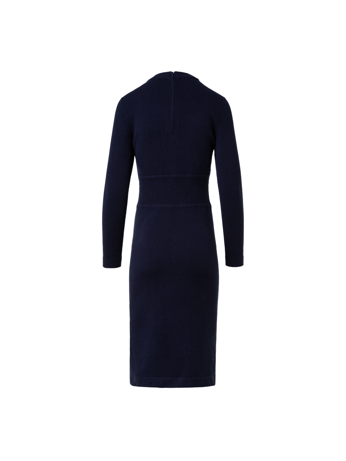 Designer Cashmere Stretch Knit Dress - navy - blue