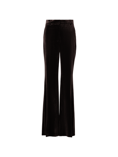 Designer Wide Leg Pants in Fluid Corduroy - brown