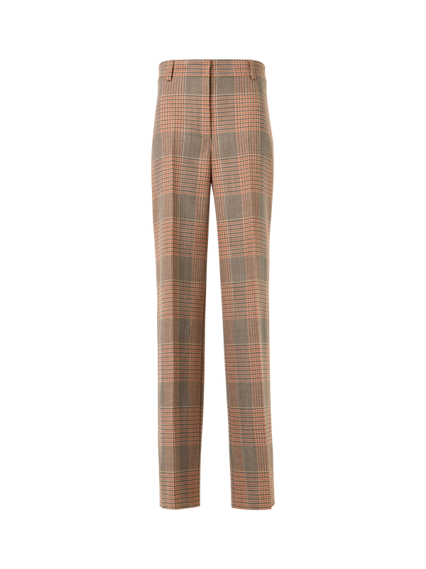 Designer Chiaro Wide-Leg Pants in Glen-Check Heavy Wool Twill - multicolor