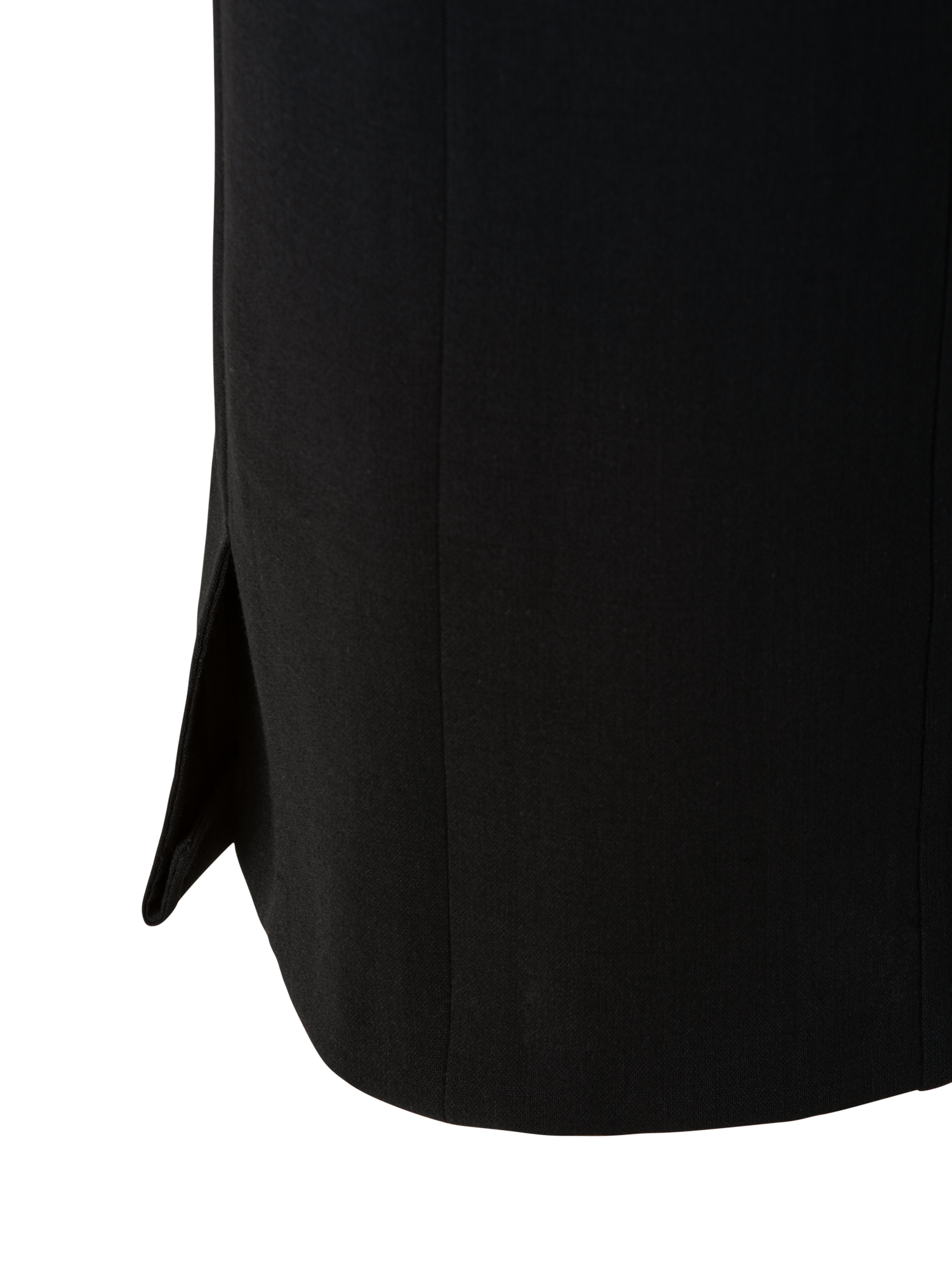 Designer Wool Double-Face Pencil Skirt with Slits - black