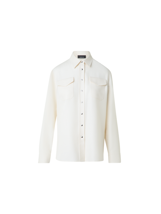 Designer Shirt Blouse in Panama Cashmere - neutral - ecru - white