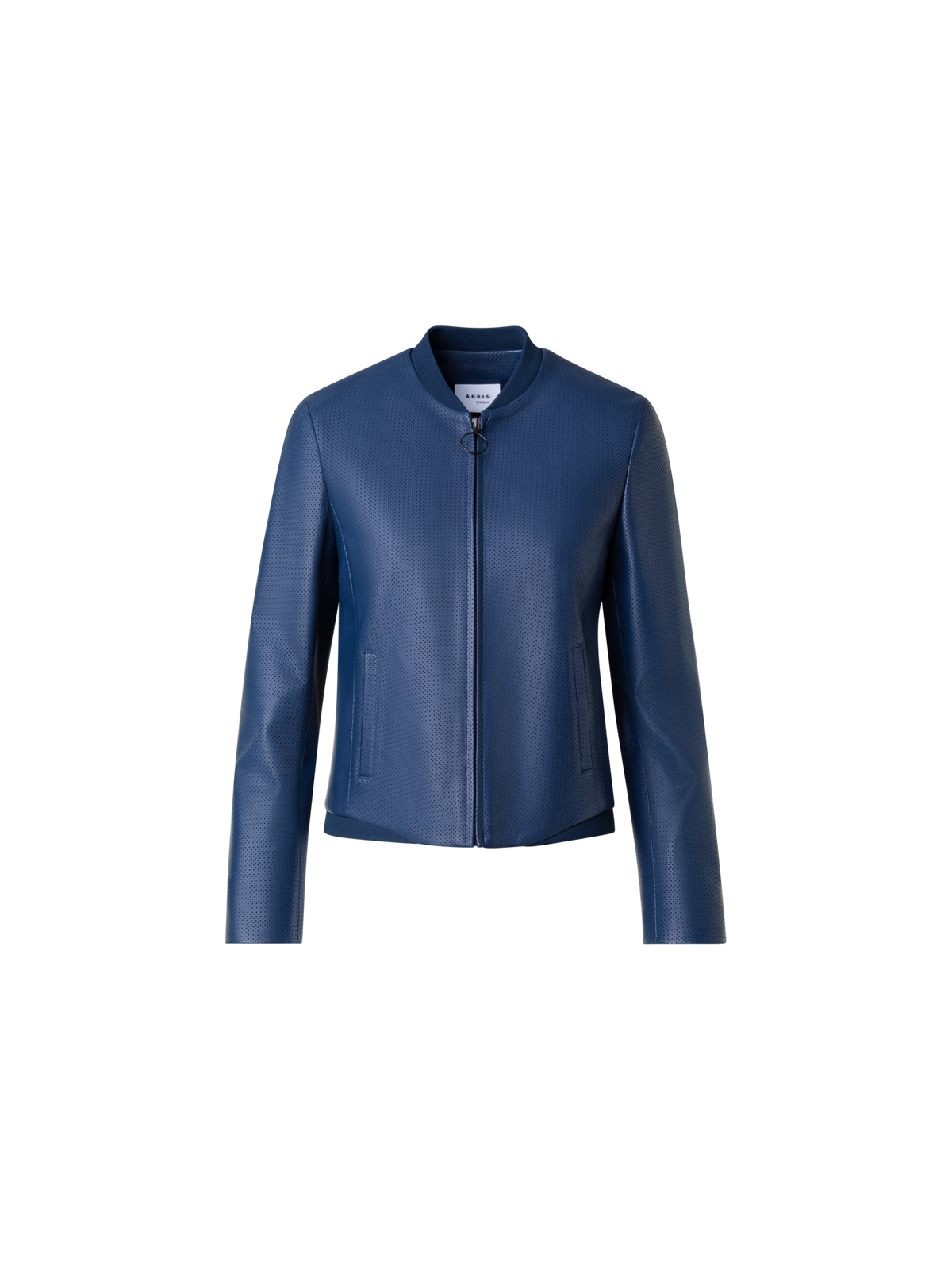 Designer Leather Bomber Jacket - navy - blue