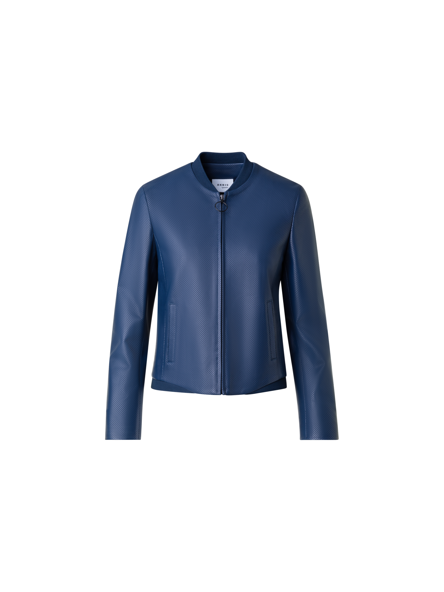 Designer Leather Bomber Jacket - navy - blue