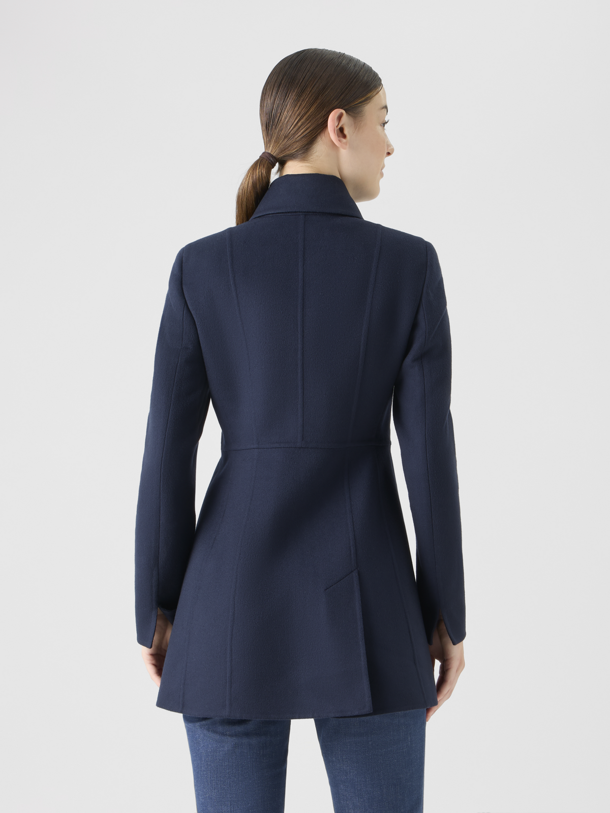 Designer Wool Double-Face Short Coat - navy #editorial