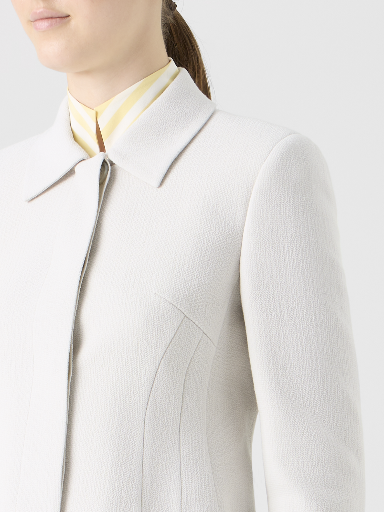 Designer Cropped Wool Crêpe Double-Face Jacket - grey 