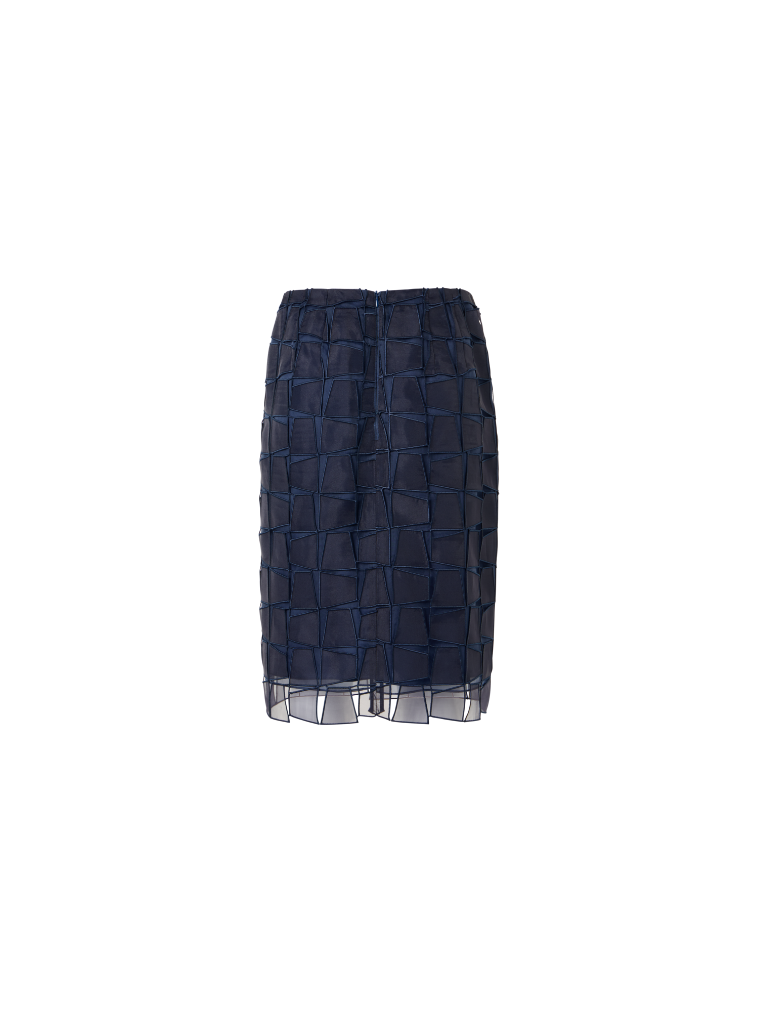Designer Trapezoid Organza Pencil Skirt - navy