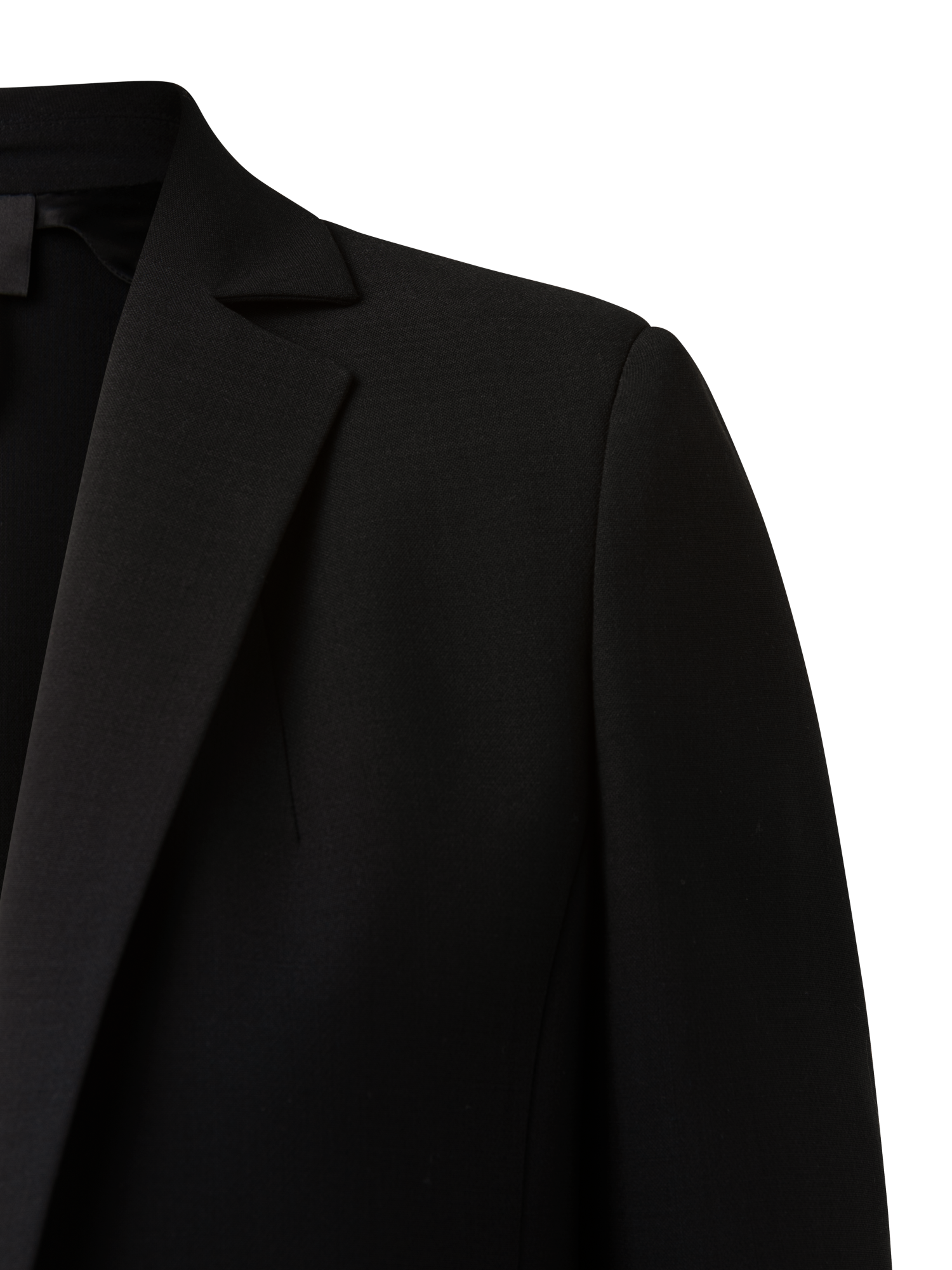 Designer Wool Double-Face Blazer with Elongated Lapel - black