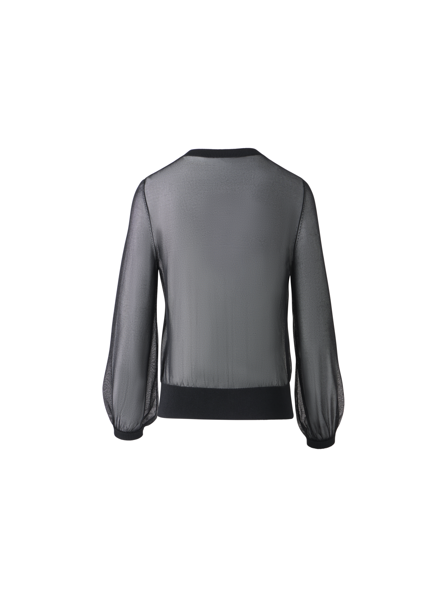 Designer Sheer Knit Cropped Cardigan - black