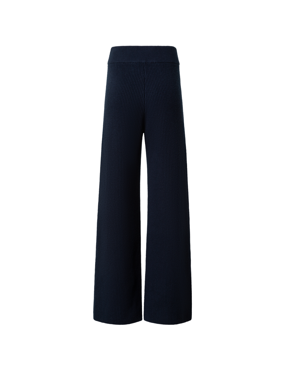 Designer Wide Wool Cashmere Blend Knit Pants - navy - blue