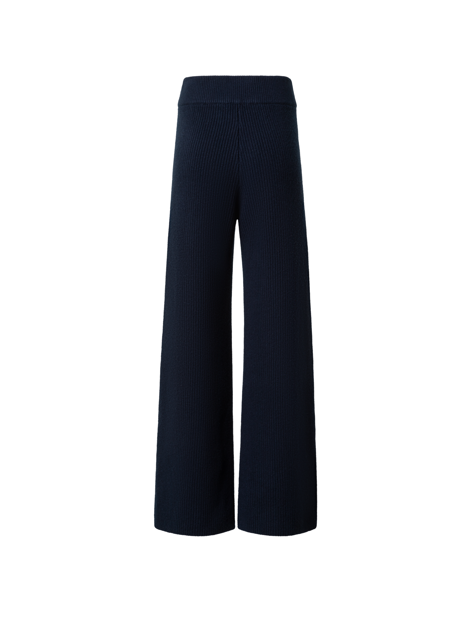 Designer Wide Wool Cashmere Blend Knit Pants - navy - blue