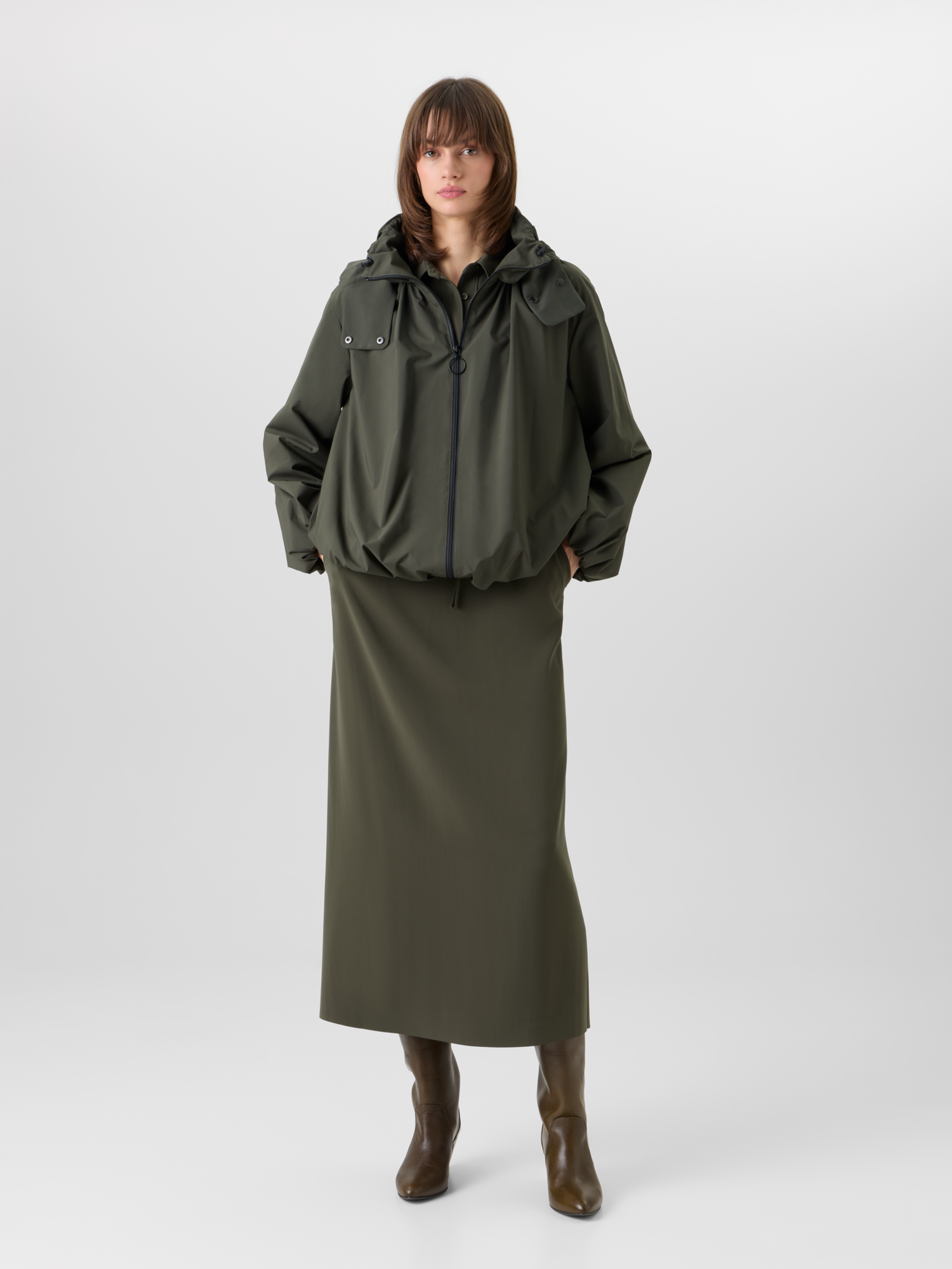 Designer Water-Repellent Parachute-Taffeta Short Parka - green 