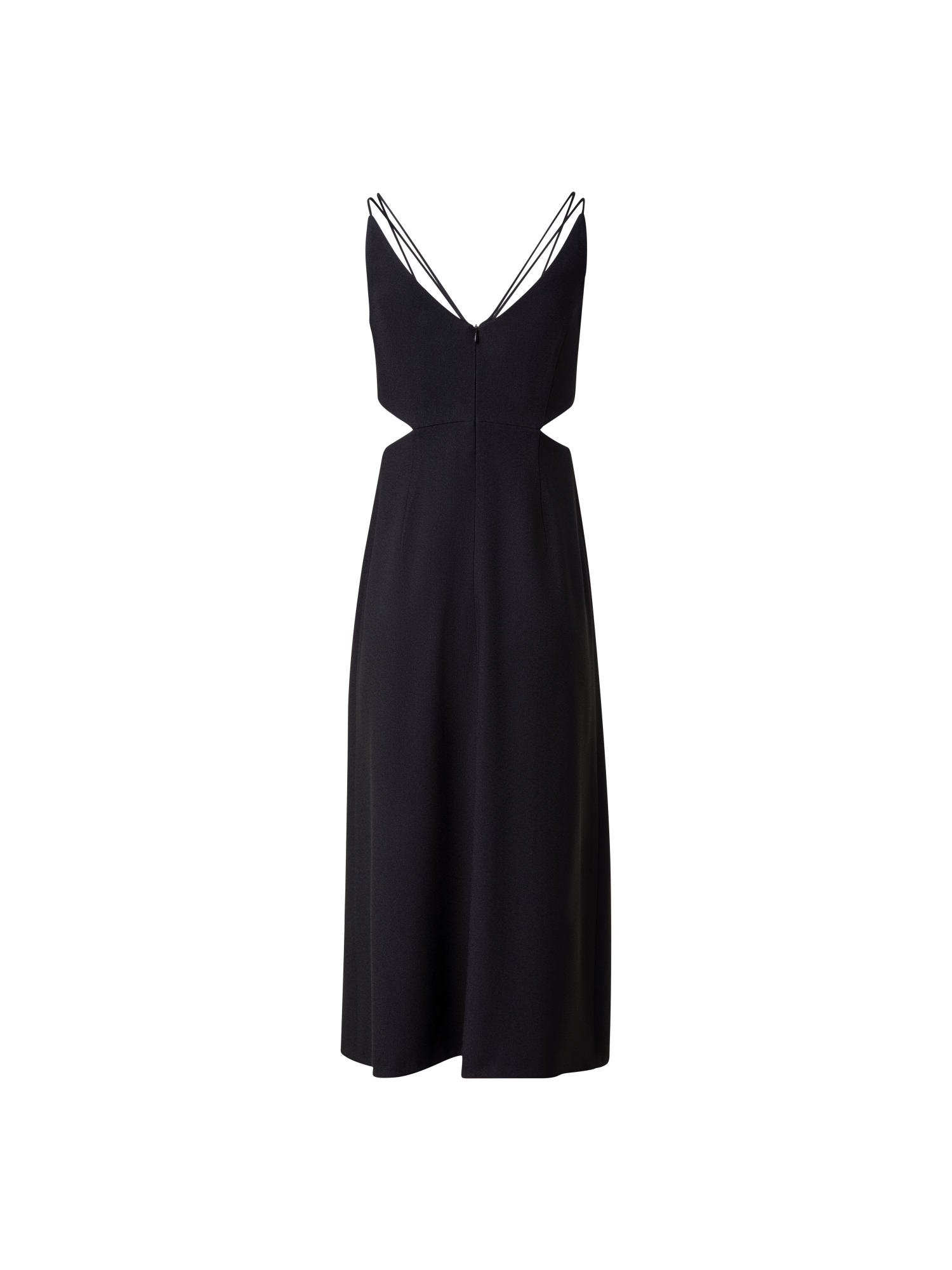 Designer Midi Dress with Side Cut Outs - black